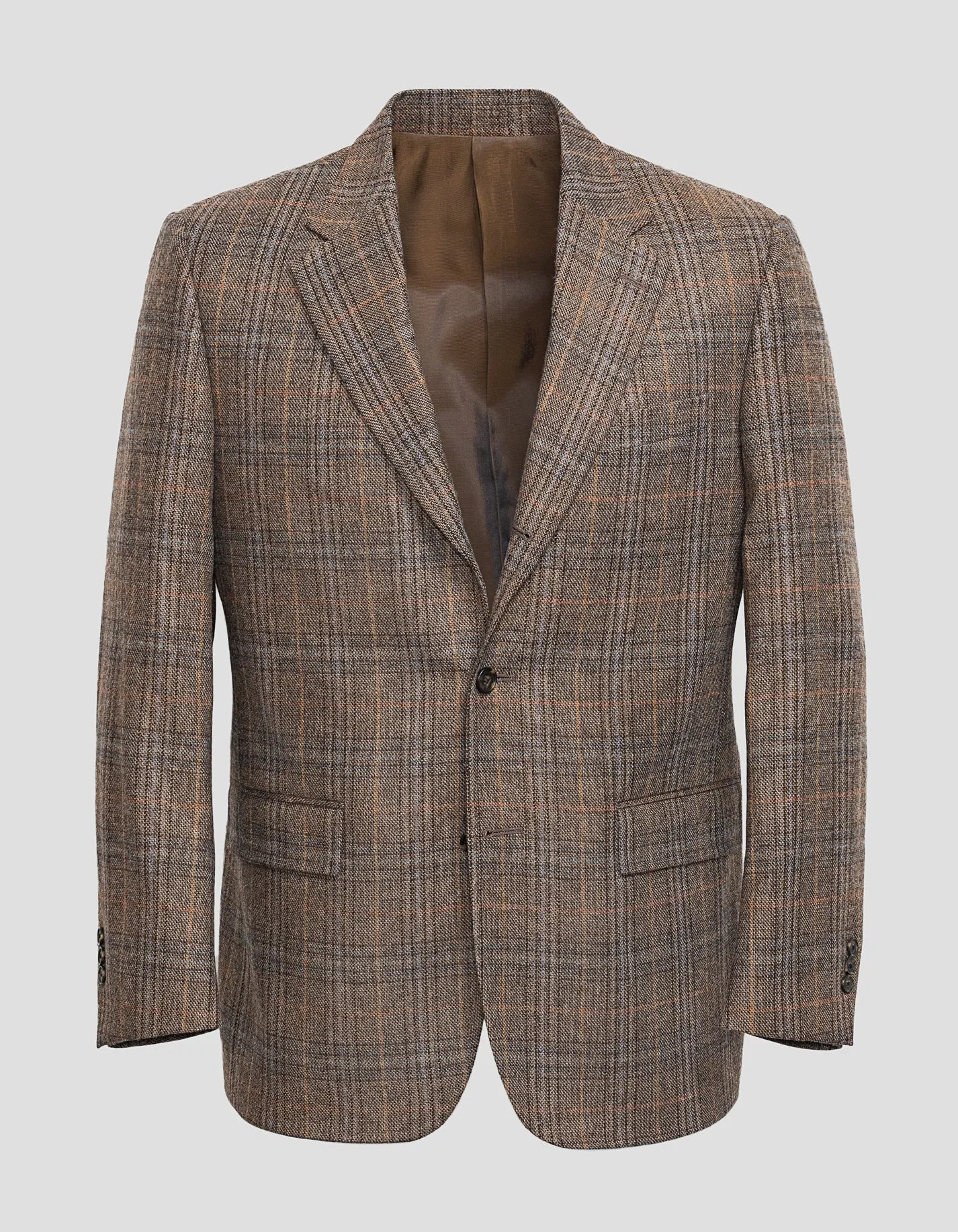 Made-in-Canada Tan, Navy & Gold Windowpane Lambswool Sport Coat sold by J. Press