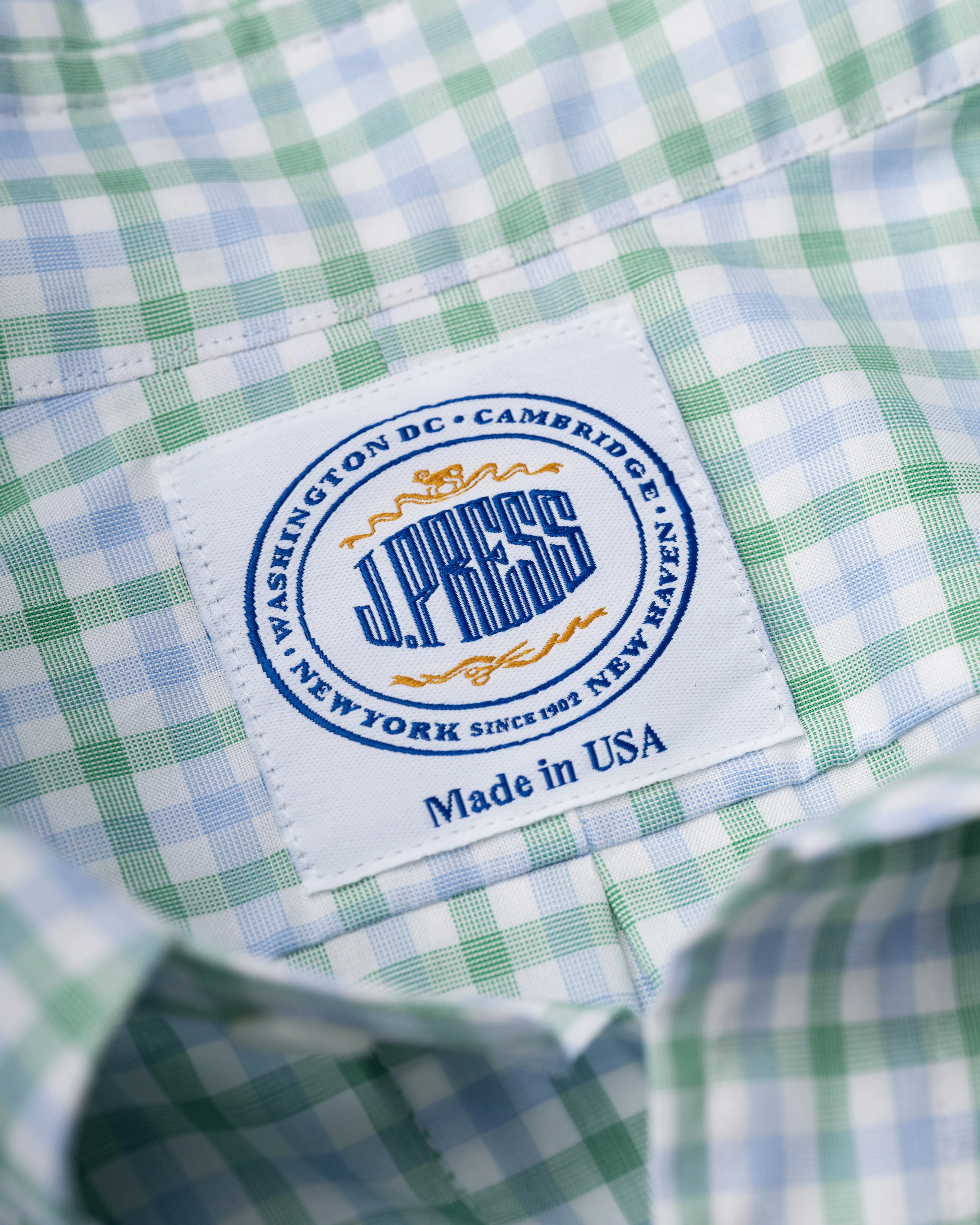 Made-in-USA Thomas Mason Blue and Green Tattersall Button Down Shirt - Regular Fit sold by J. Press product image thumbnail 4