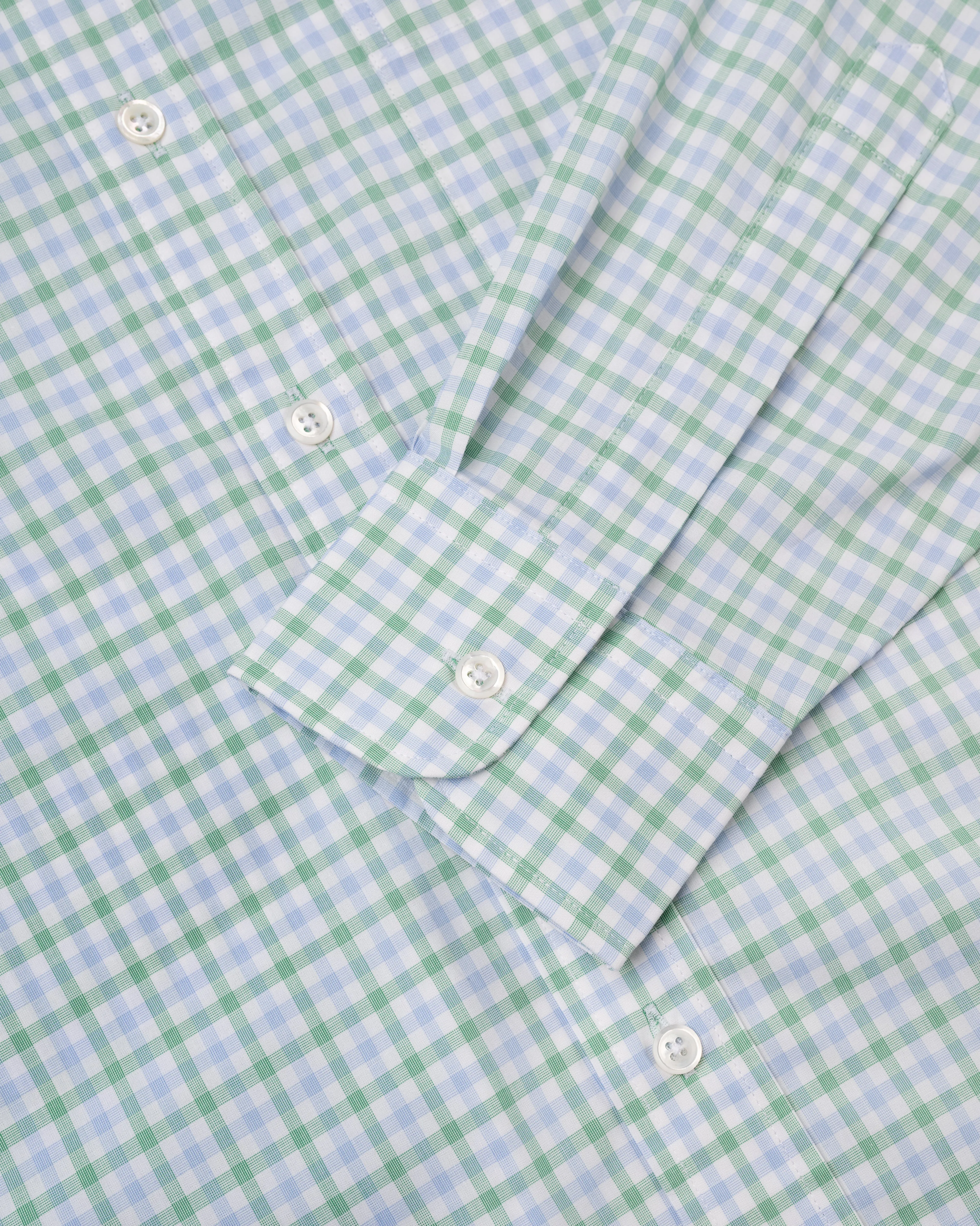 Made-in-USA Thomas Mason Blue and Green Tattersall Button Down Shirt - Regular Fit sold by J. Press product image thumbnail 3