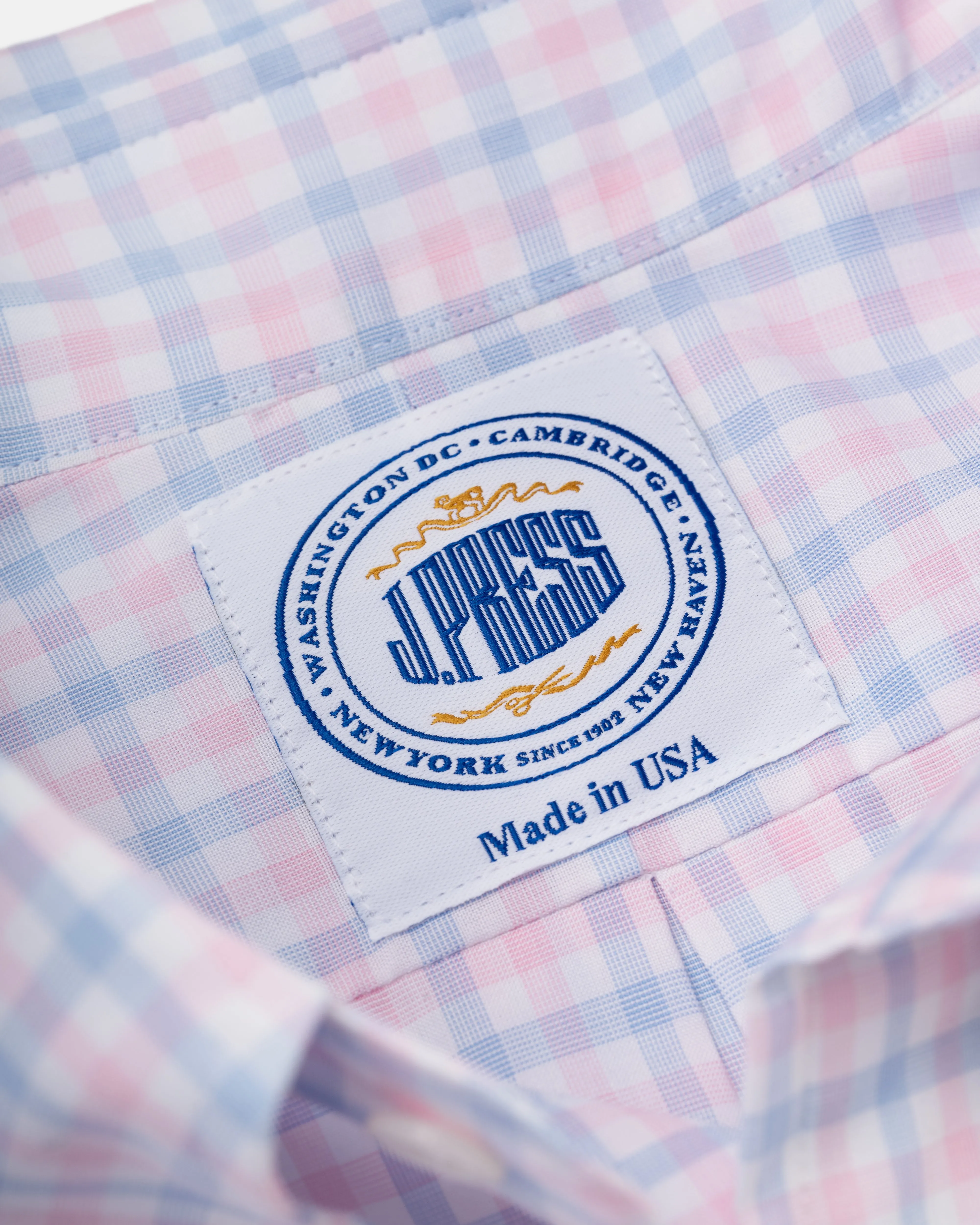 Made-in-USA Thomas Mason Blue & Pink Check Button Down Shirt - Regular Fit sold by J. Press product image thumbnail 4