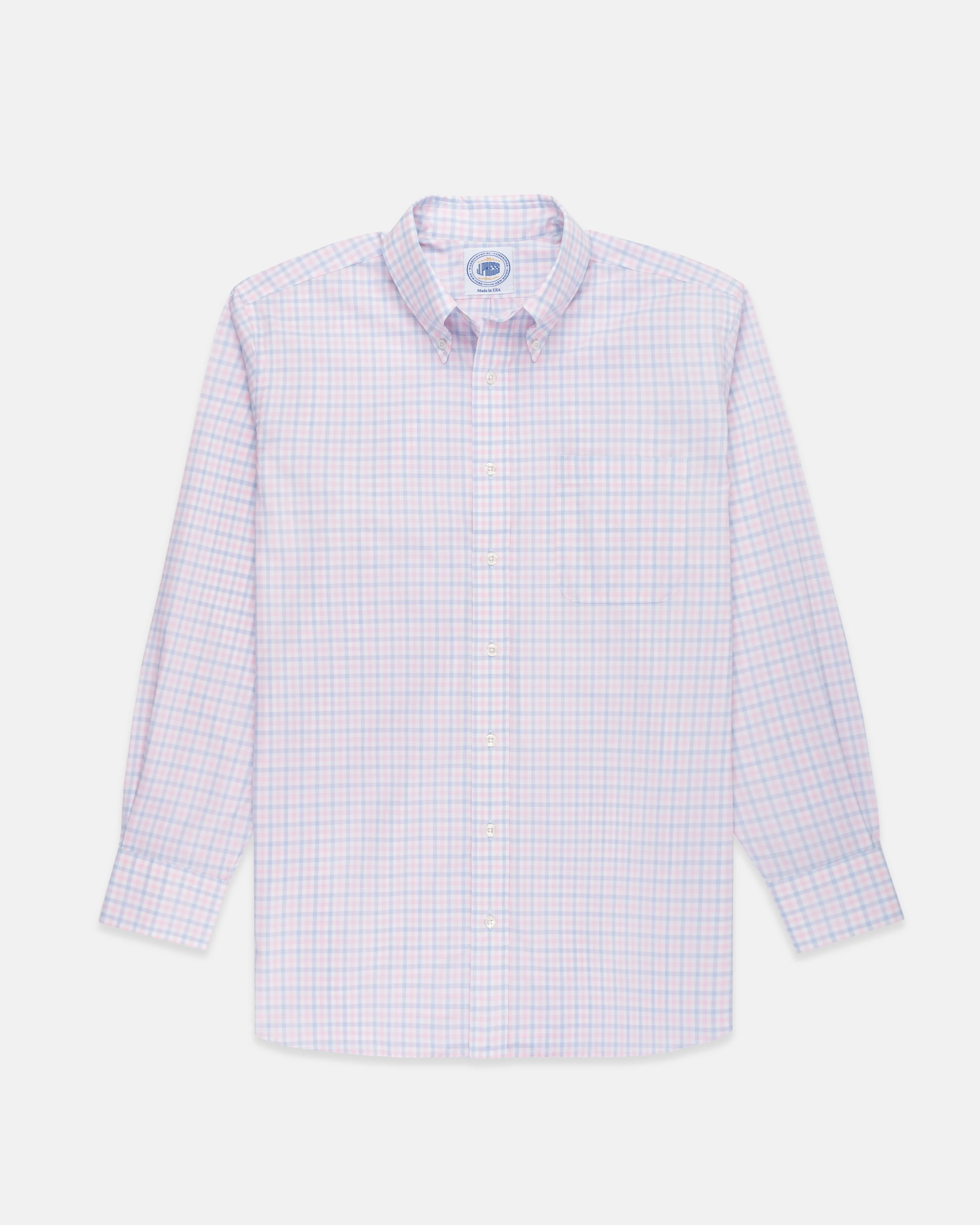 Made-in-USA Thomas Mason Blue & Pink Check Button Down Shirt - Regular Fit sold by J. Press product image thumbnail 2