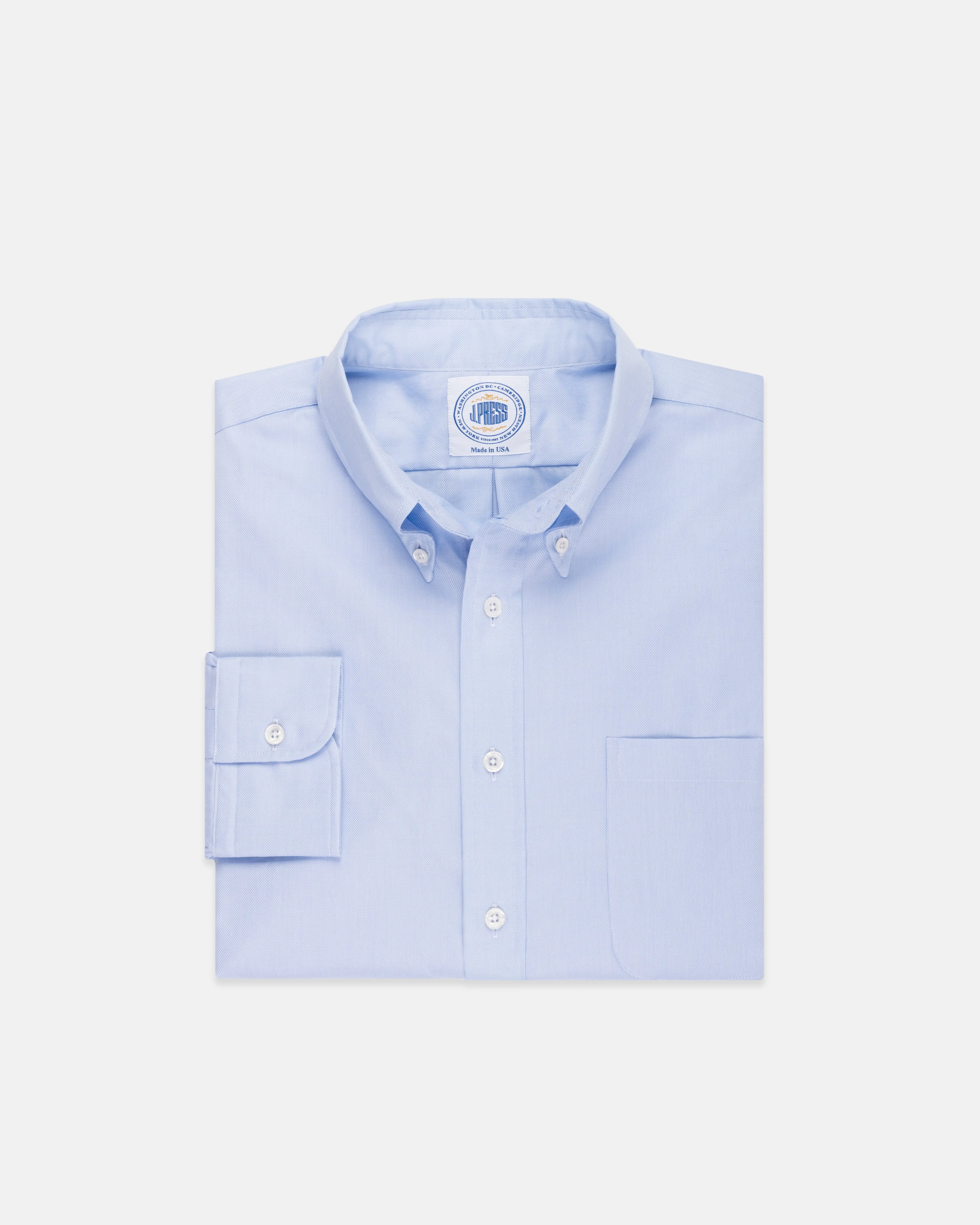 Made-in-USA Thomas Mason Blue Royal Oxford Button Down Shirt - Regular Fit sold by J. Press