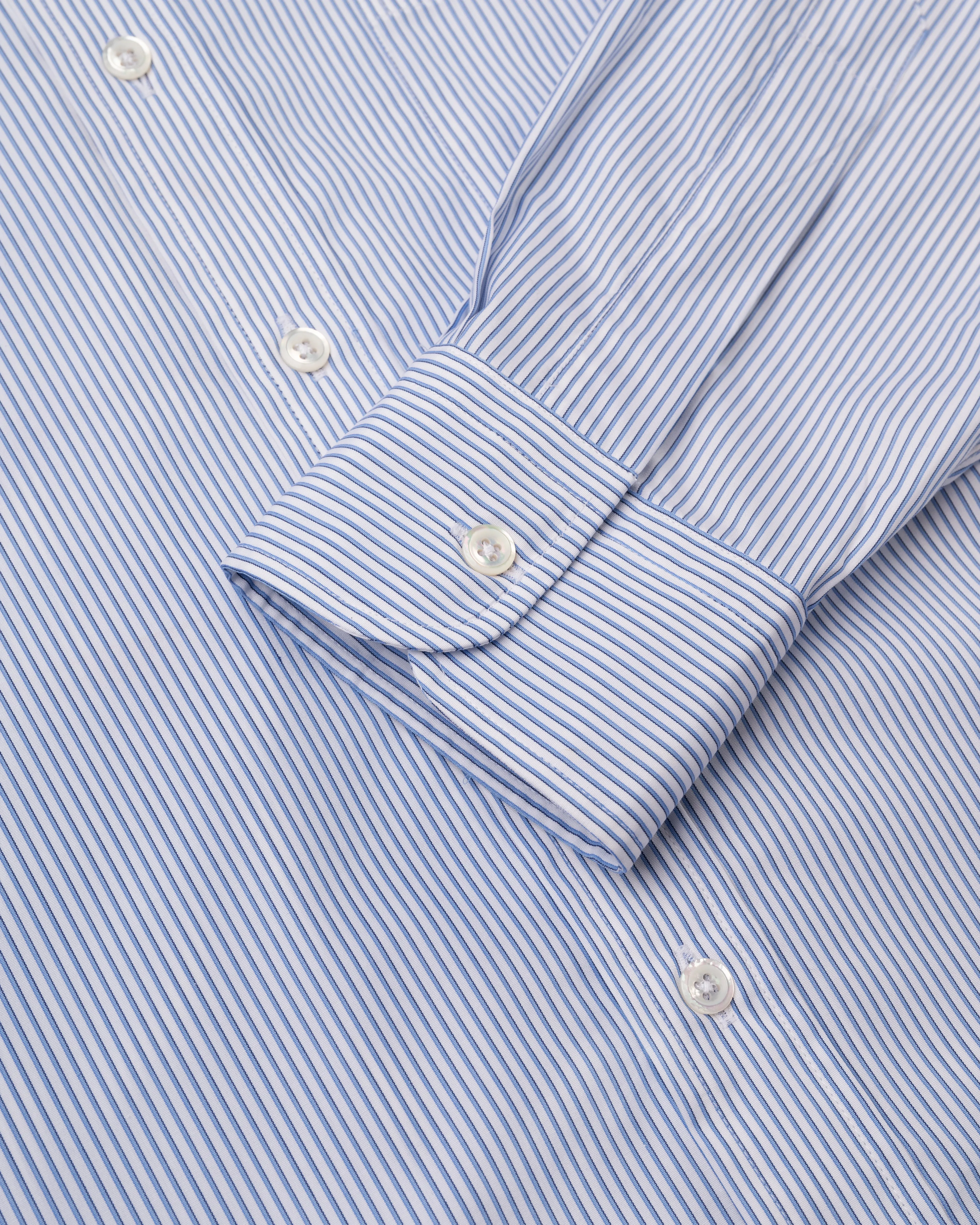 Made-in-USA Thomas Mason Blue Shadow Stripe Button Down Shirt - Classic Fit sold by J. Press product image thumbnail 3