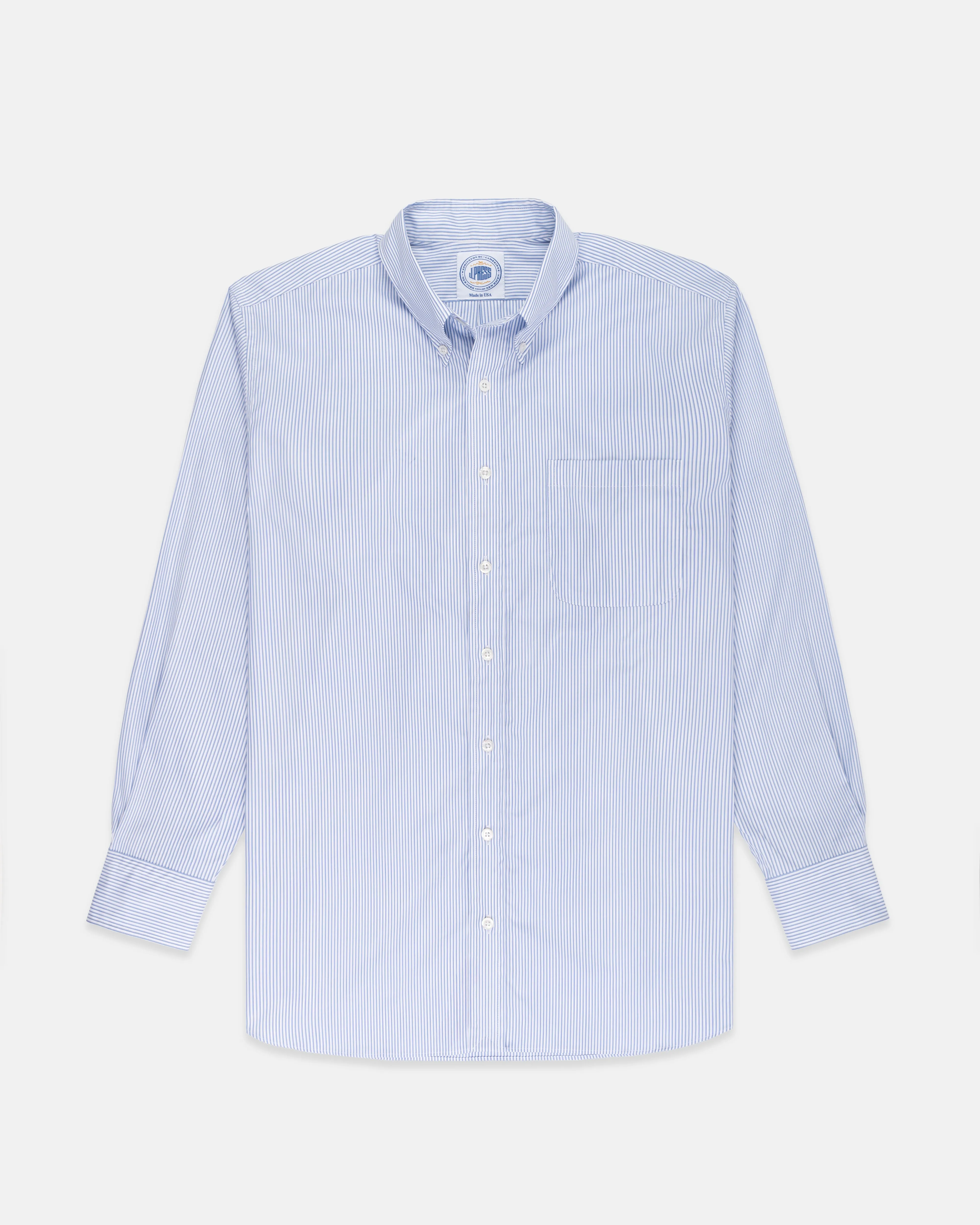 Made-in-USA Thomas Mason Blue Shadow Stripe Button Down Shirt - Classic Fit sold by J. Press product image thumbnail 2