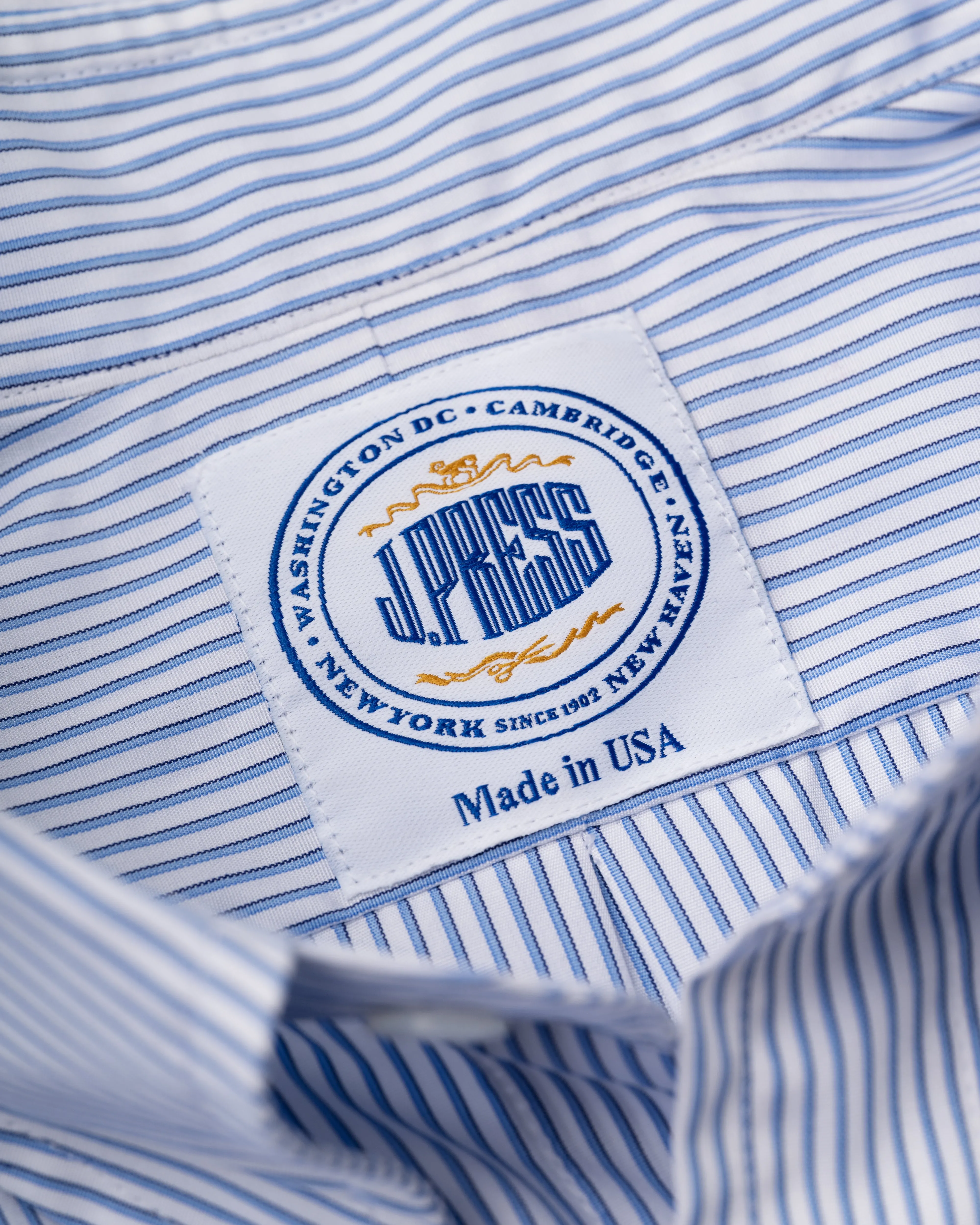 Made-in-USA Thomas Mason Blue Shadow Stripe Button Down Shirt - Classic Fit sold by J. Press product image thumbnail 4