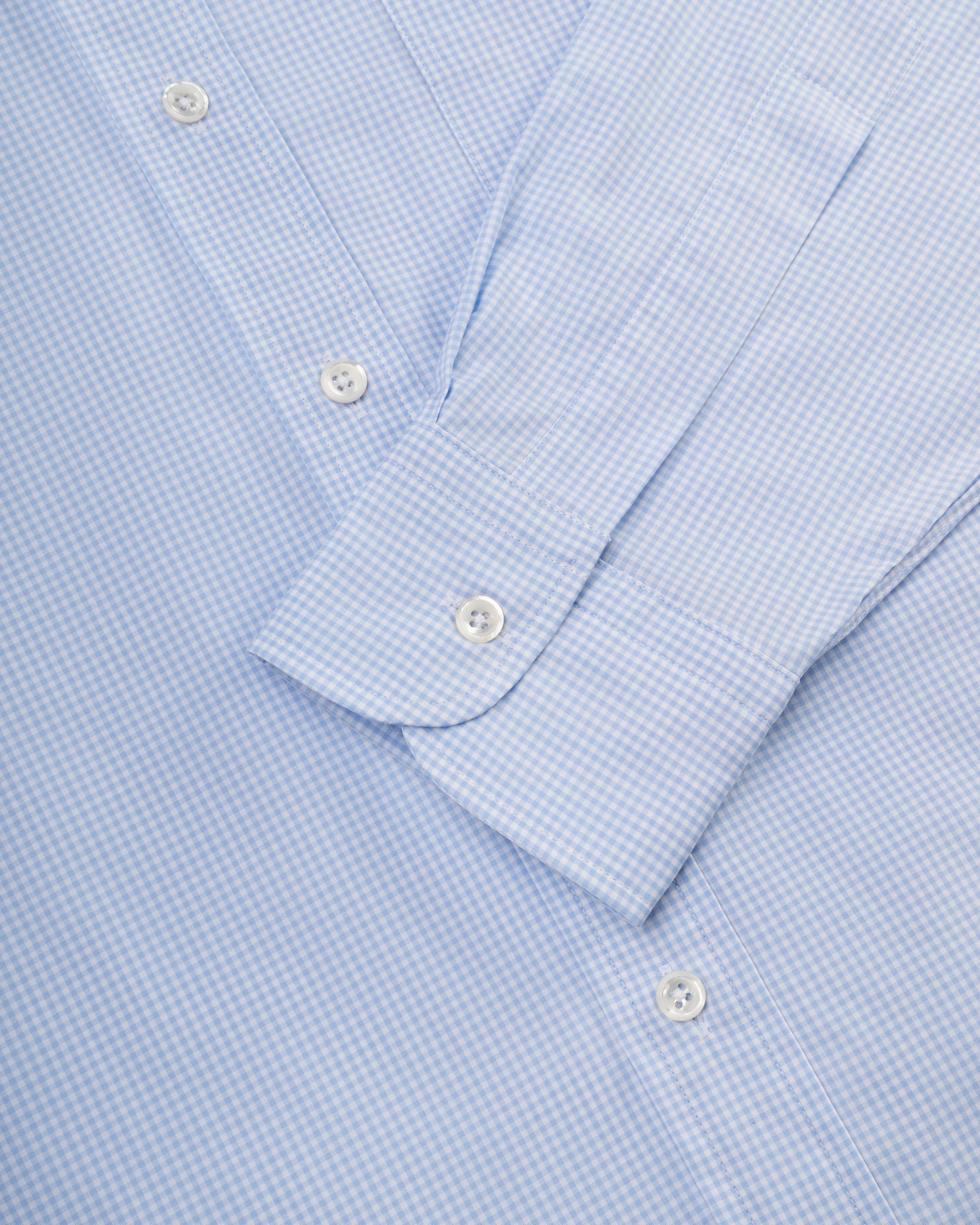 Made-in-USA Thomas Mason Light Blue Mini Gingham Button Down Shirt - Classic Fit sold by J. Press product image thumbnail 3