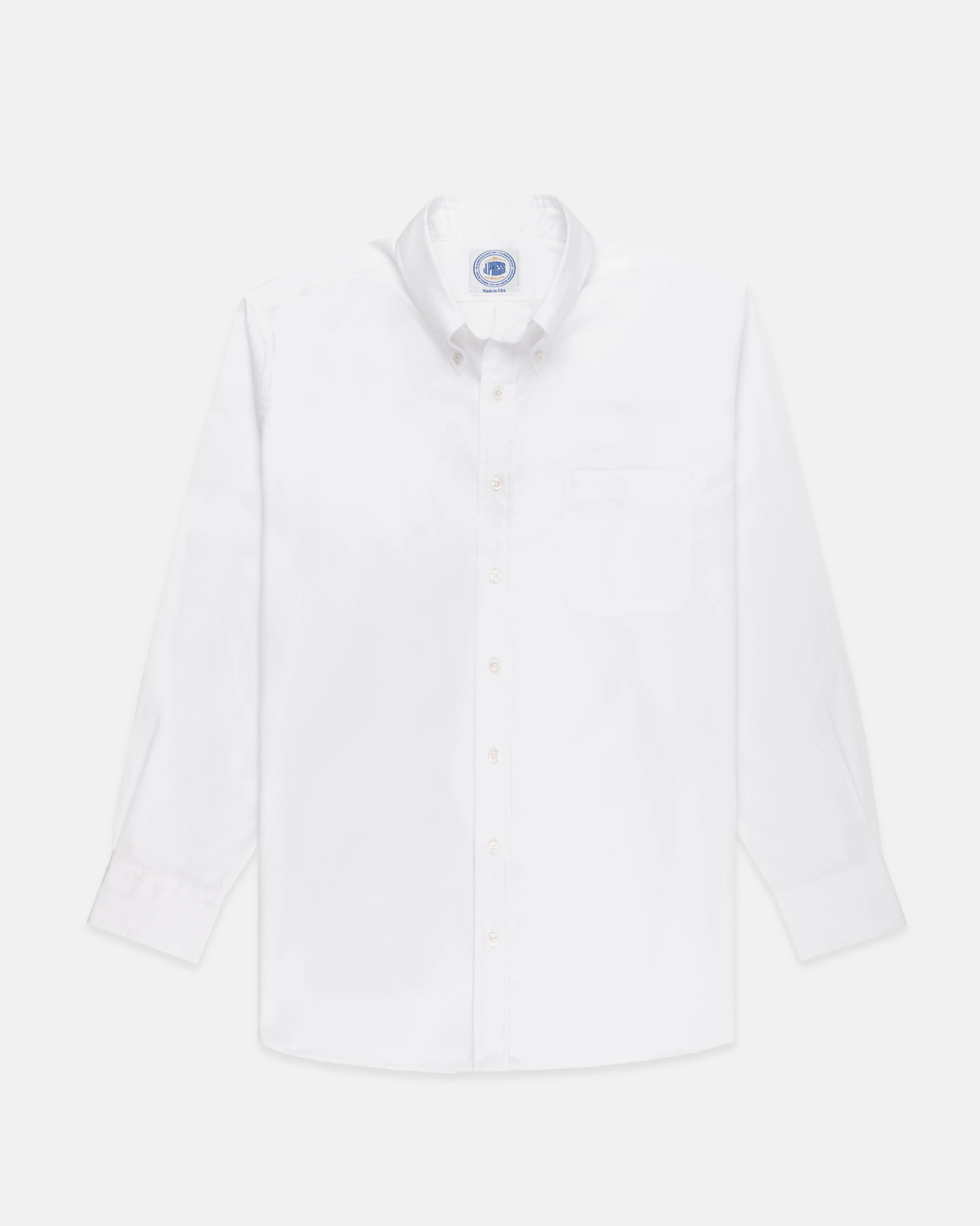 Made-in-USA Thomas Mason Solid White Broadcloth Button Down Shirt - Classic Fit sold by J. Press product image thumbnail 2