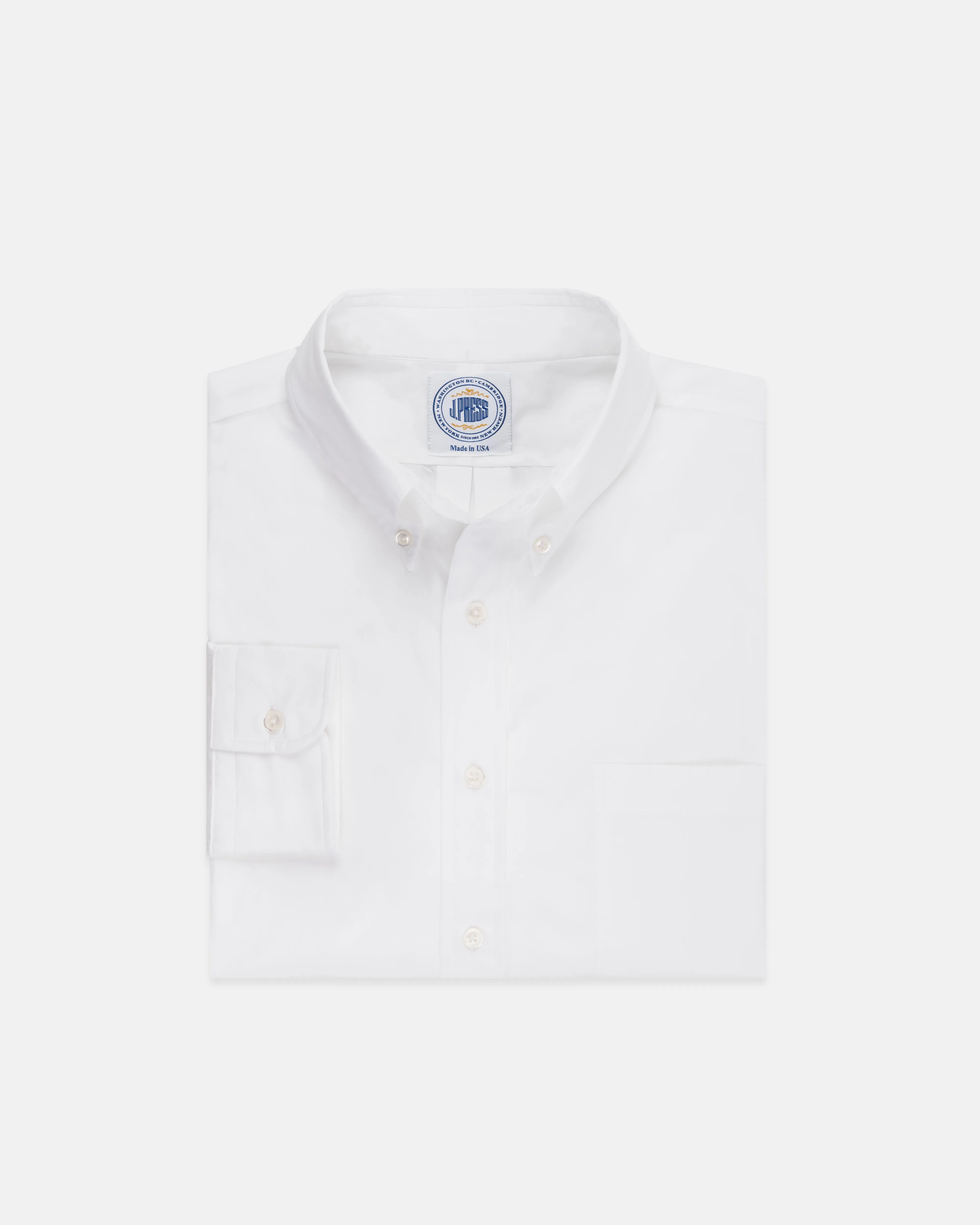 Made-in-USA Thomas Mason Solid White Broadcloth Button Down Shirt - Classic Fit sold by J. Press