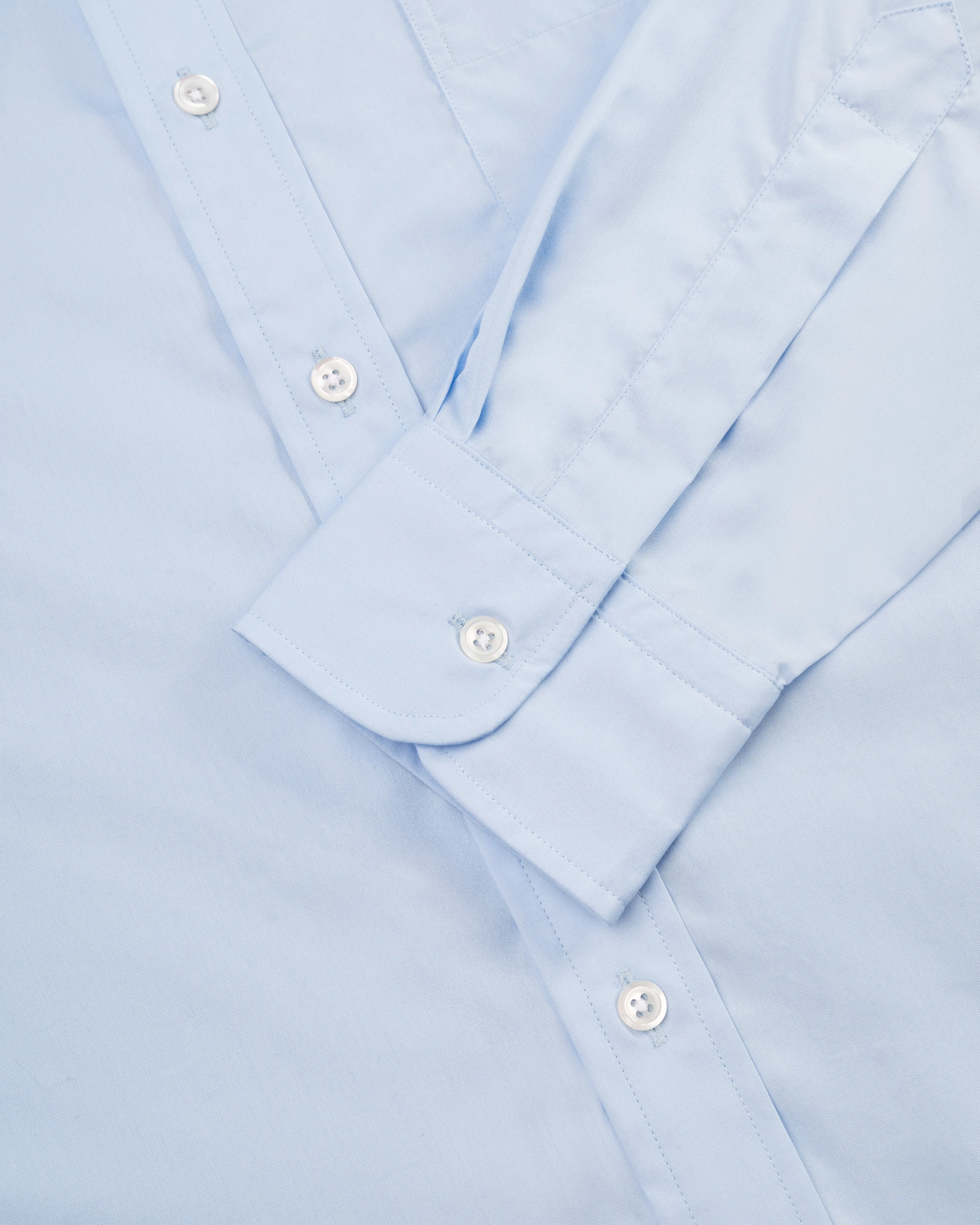Made-in-USA Thomas Mason Solid Blue Broadcloth Button Down Shirt - Classic Fit sold by J. Press product image thumbnail 3