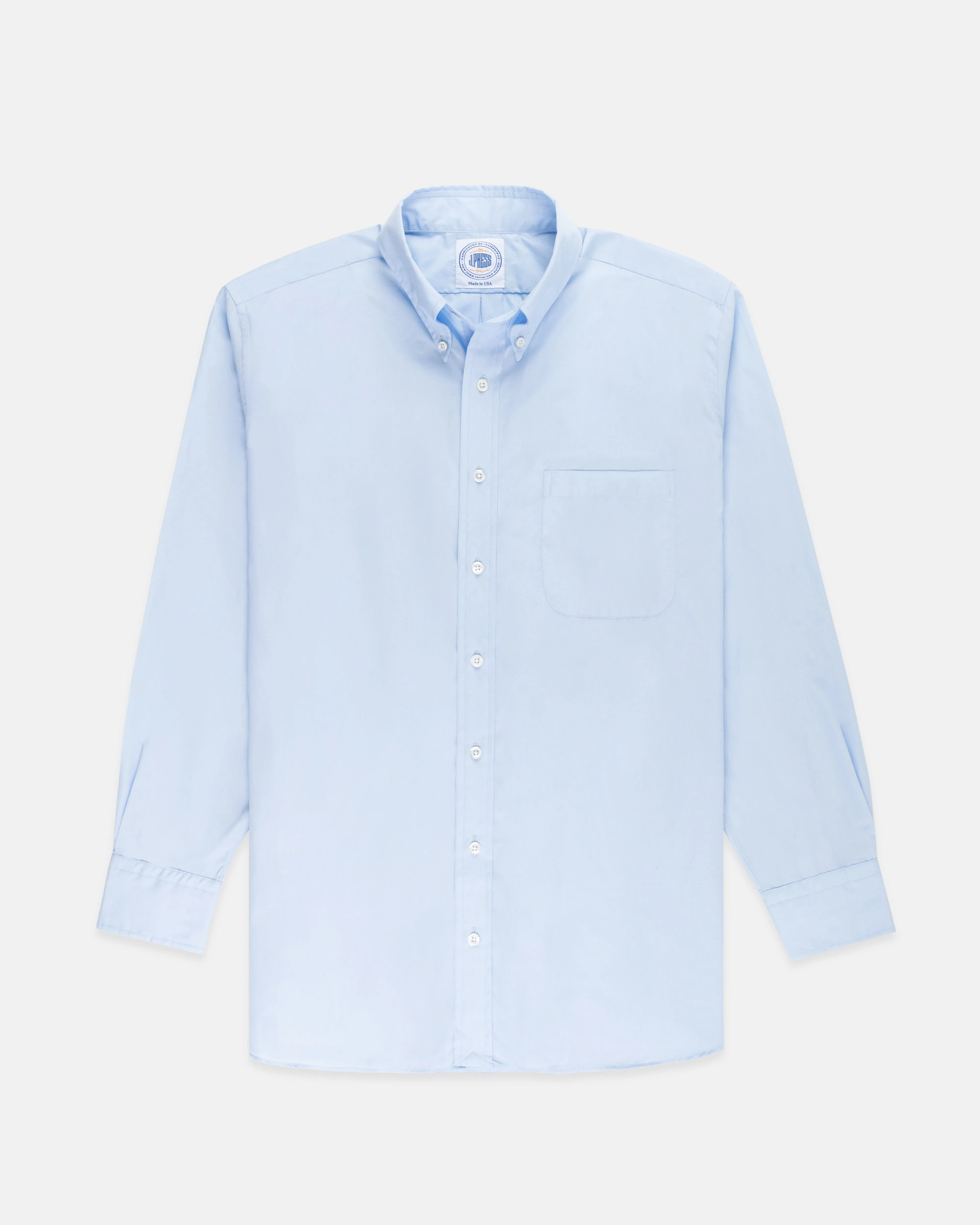 Made-in-USA Thomas Mason Solid Blue Broadcloth Button Down Shirt - Classic Fit sold by J. Press product image thumbnail 2