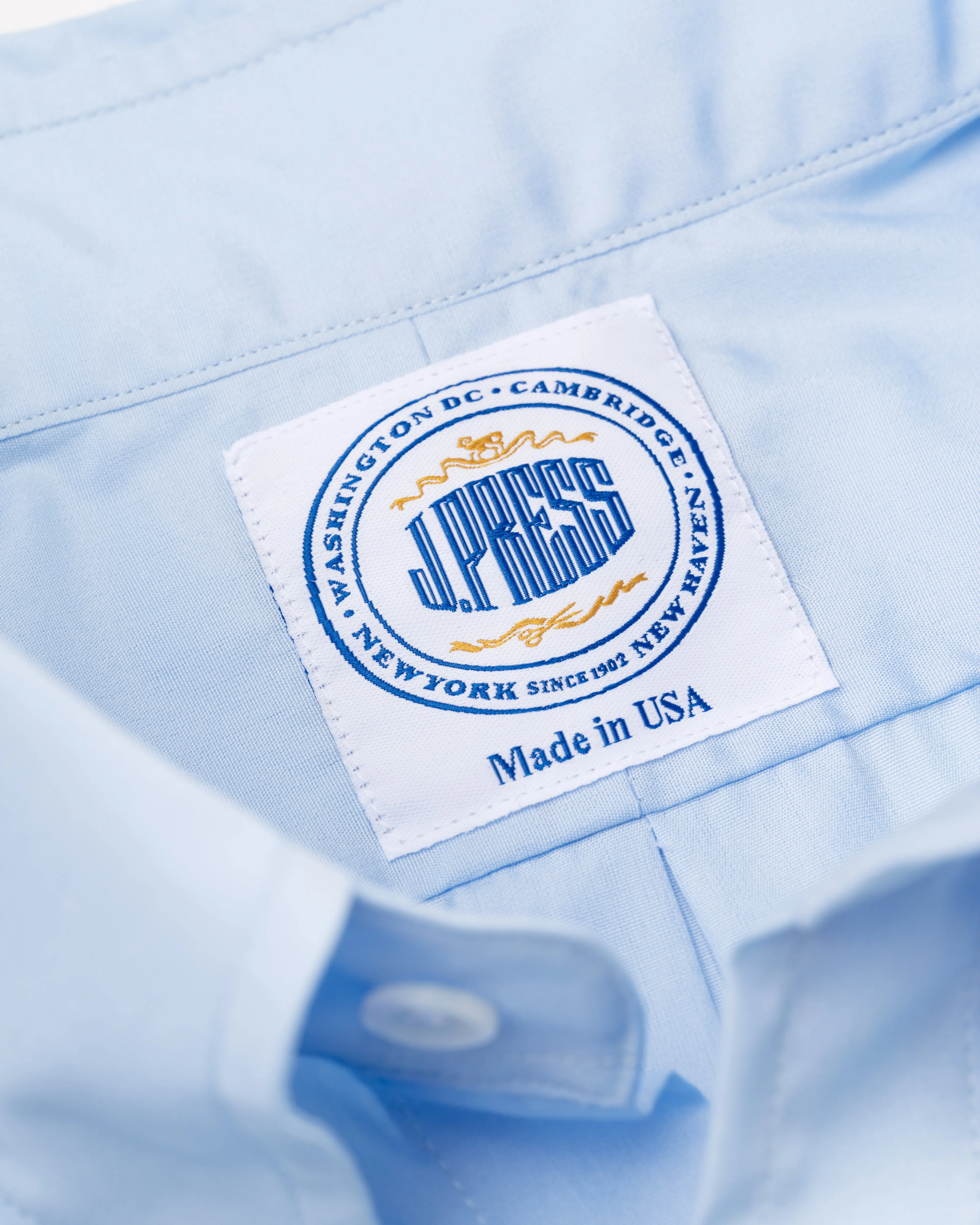 Made-in-USA Thomas Mason Solid Blue Broadcloth Button Down Shirt - Classic Fit sold by J. Press product image thumbnail 4