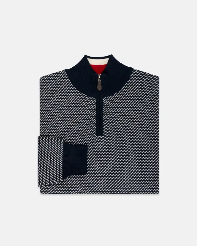 Tic Pattern Quarter Zip Sweater sold by J. Press