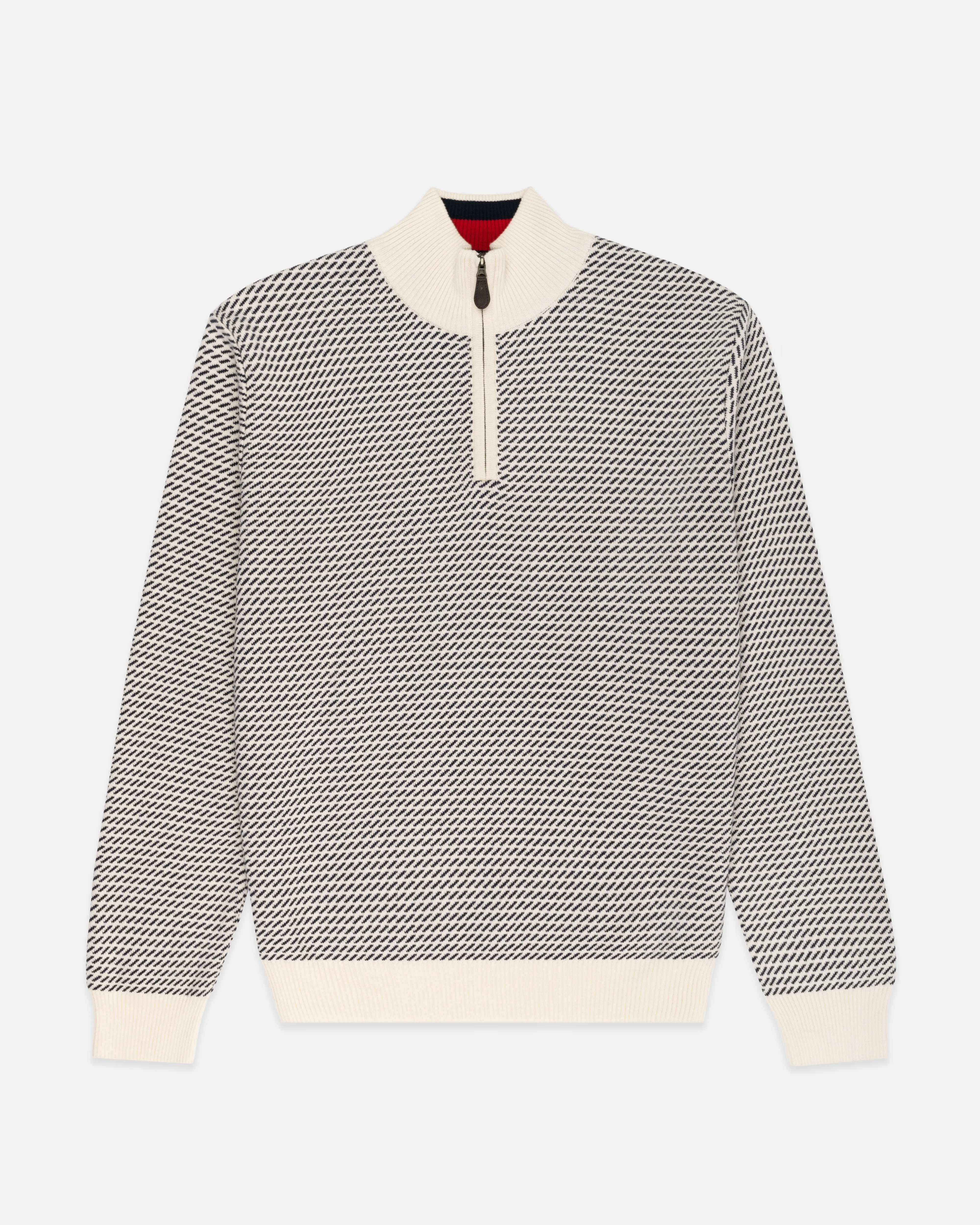 Tic Pattern Quarter Zip Sweater - Classic Fit sold by J. Press product image thumbnail 2