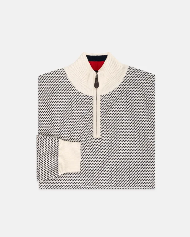 Tic Pattern Quarter Zip Sweater sold by J. Press
