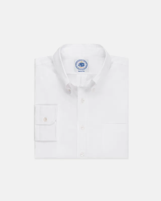 Made-in-USA Thomas Mason White Royal Oxford Button Down Shirt - Regular Fit sold by J. Press