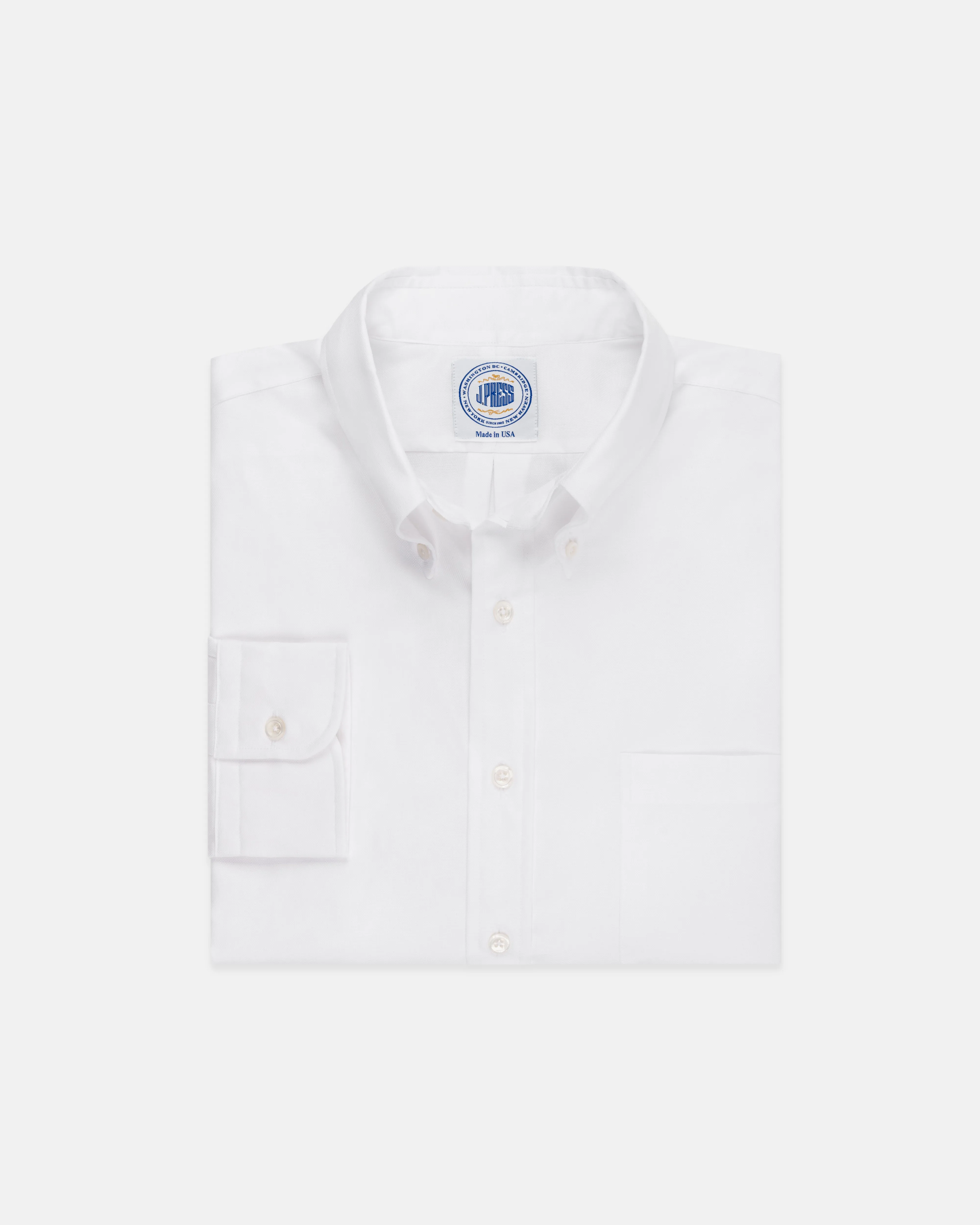 Made-in-USA Thomas Mason White Royal Oxford Button Down Shirt - Regular Fit sold by J. Press