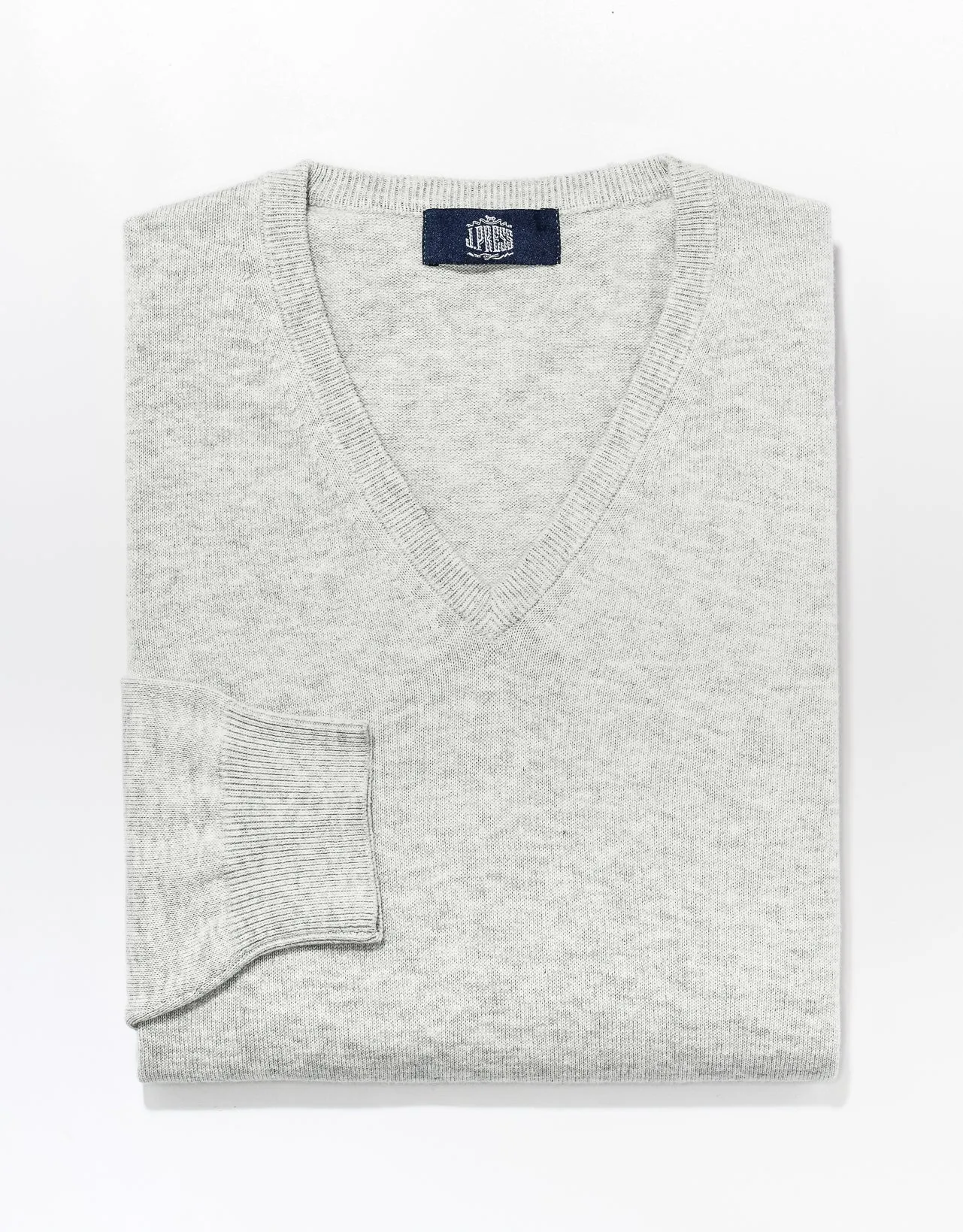Light Grey Cotton-Cashmere V-Neck Sweater sold by J. Press