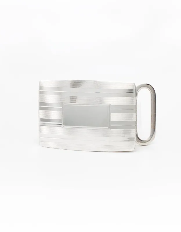 Made-in-USA Sterling Silver Engine-Turned Buckle made by J. Press