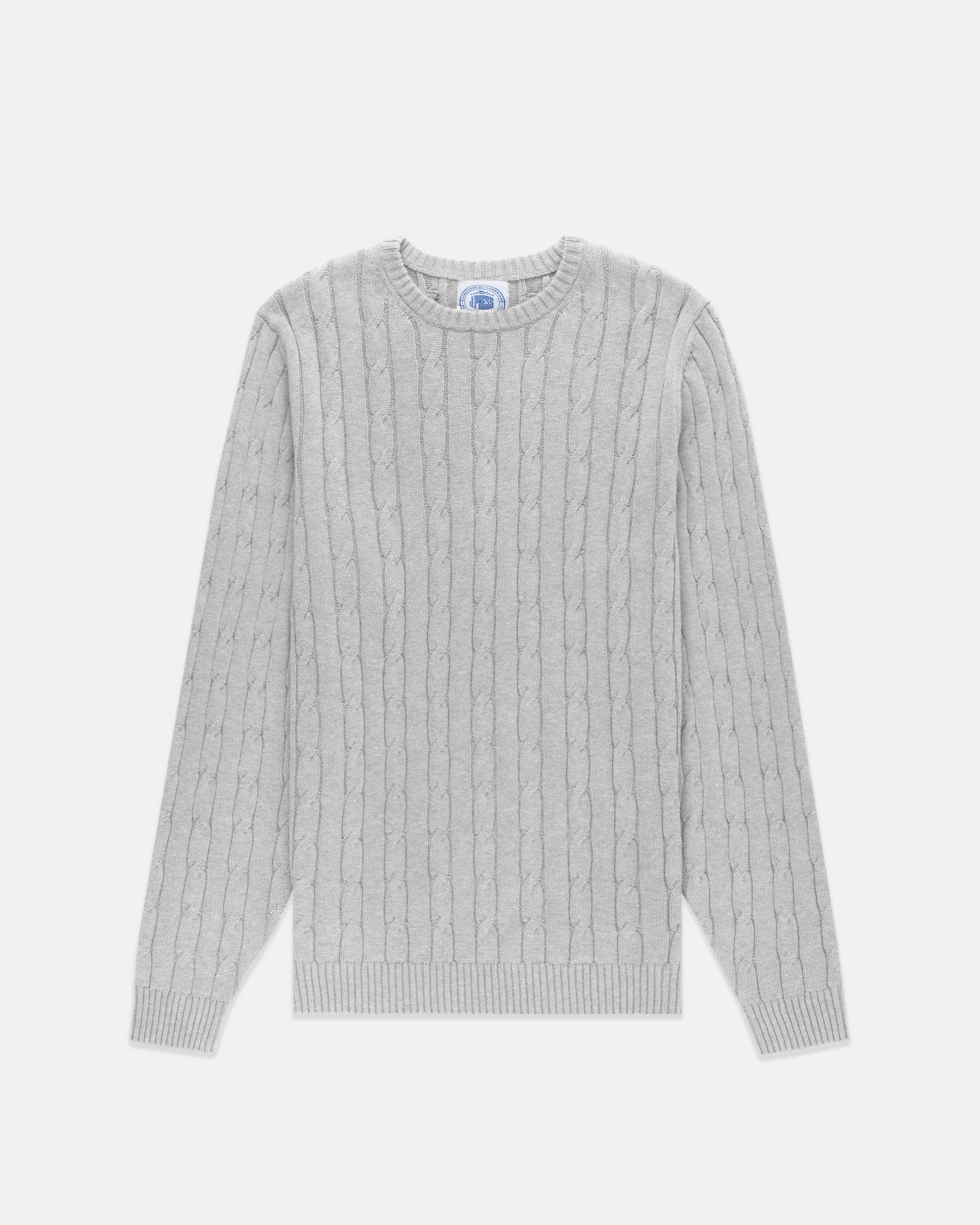 Light Grey Cotton-Cashmere Cable Crewneck Sweater sold by J. Press