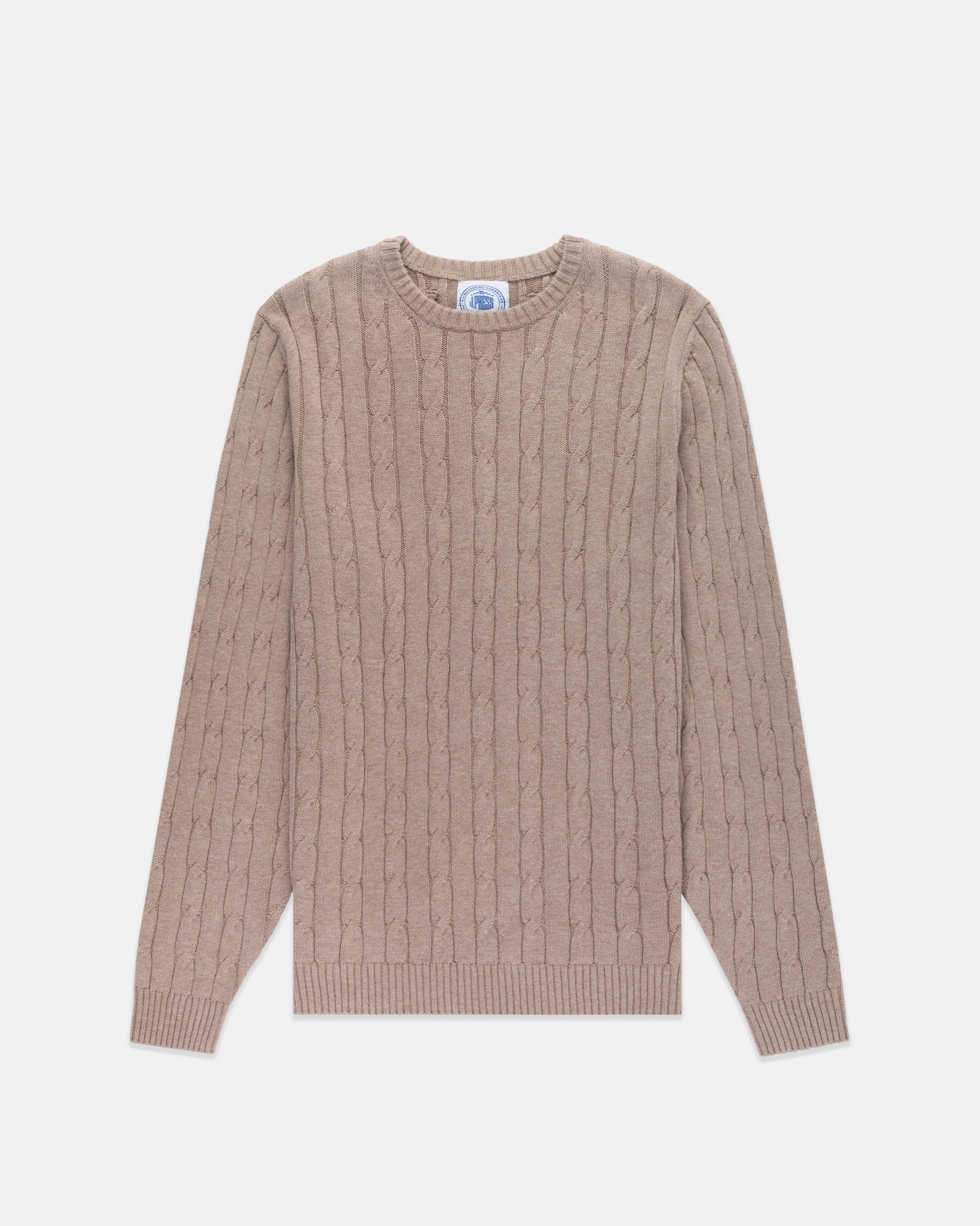 Light Brown Cotton-Cashmere Cable Crewneck Sweater sold by J. Press