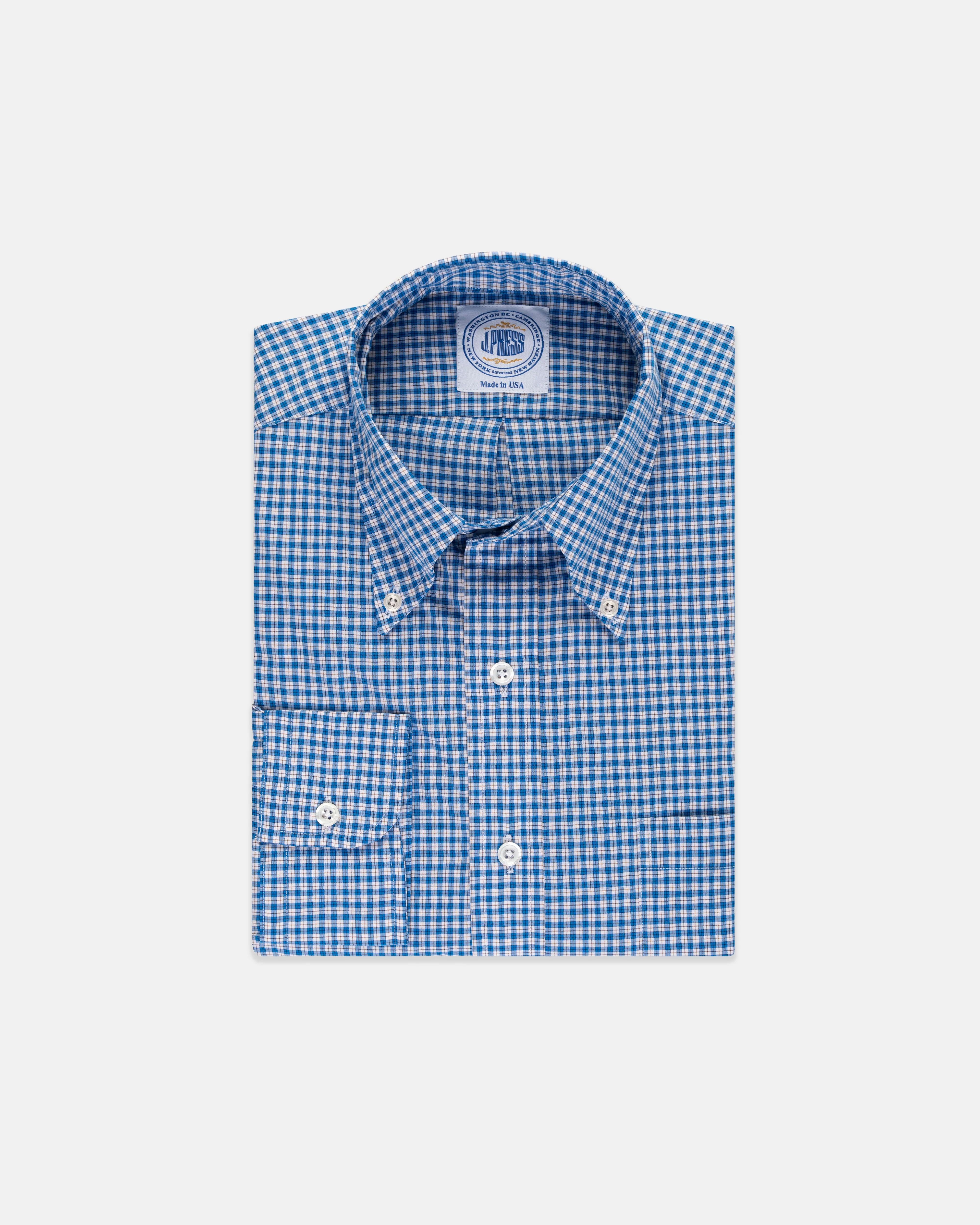 Made-in-USA Blue & Brown Check Sport Shirt - Classic Fit sold by J. Press