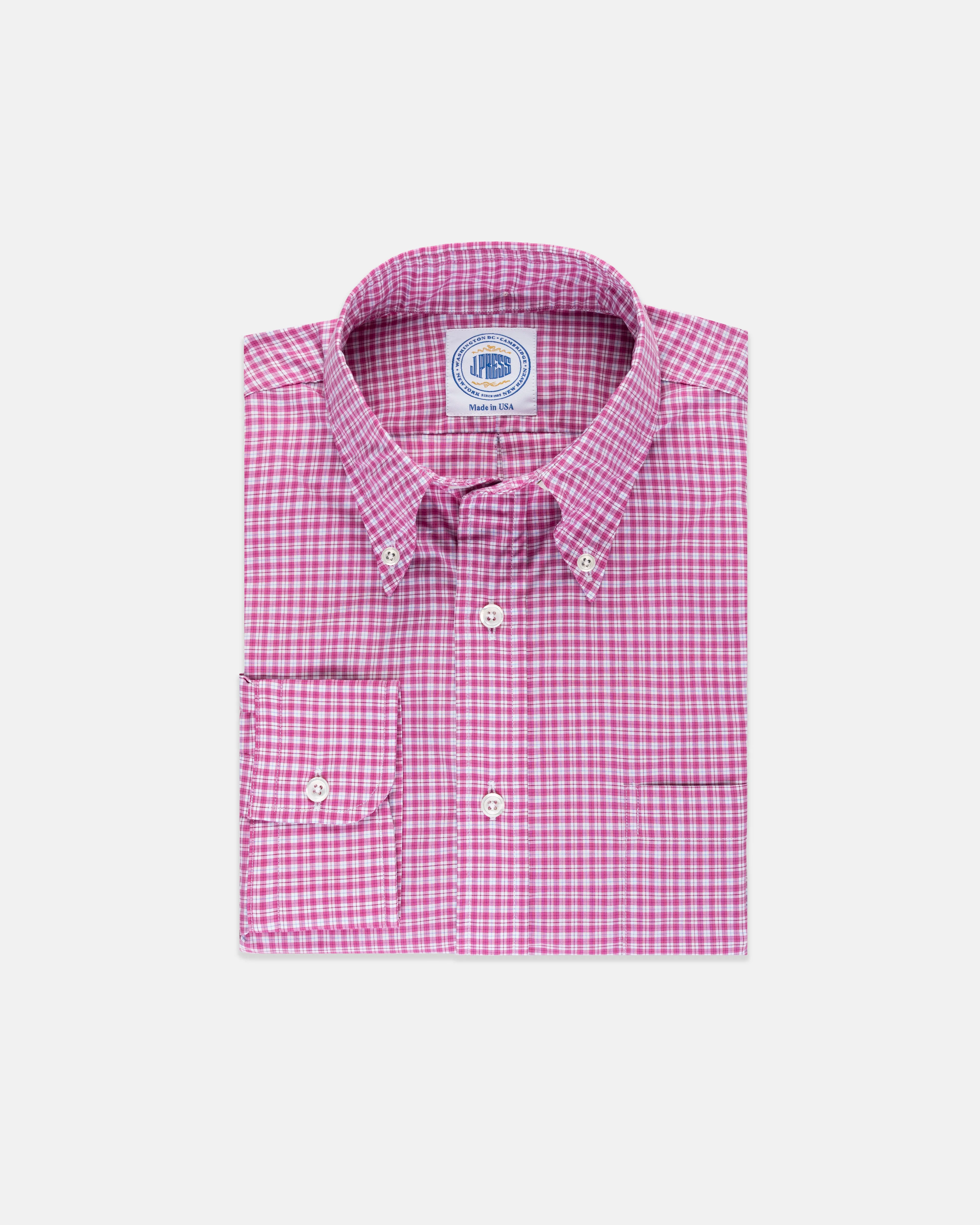 Made-in-USA Pink & Blue Check Sport Shirt - Classic Fit sold by J. Press