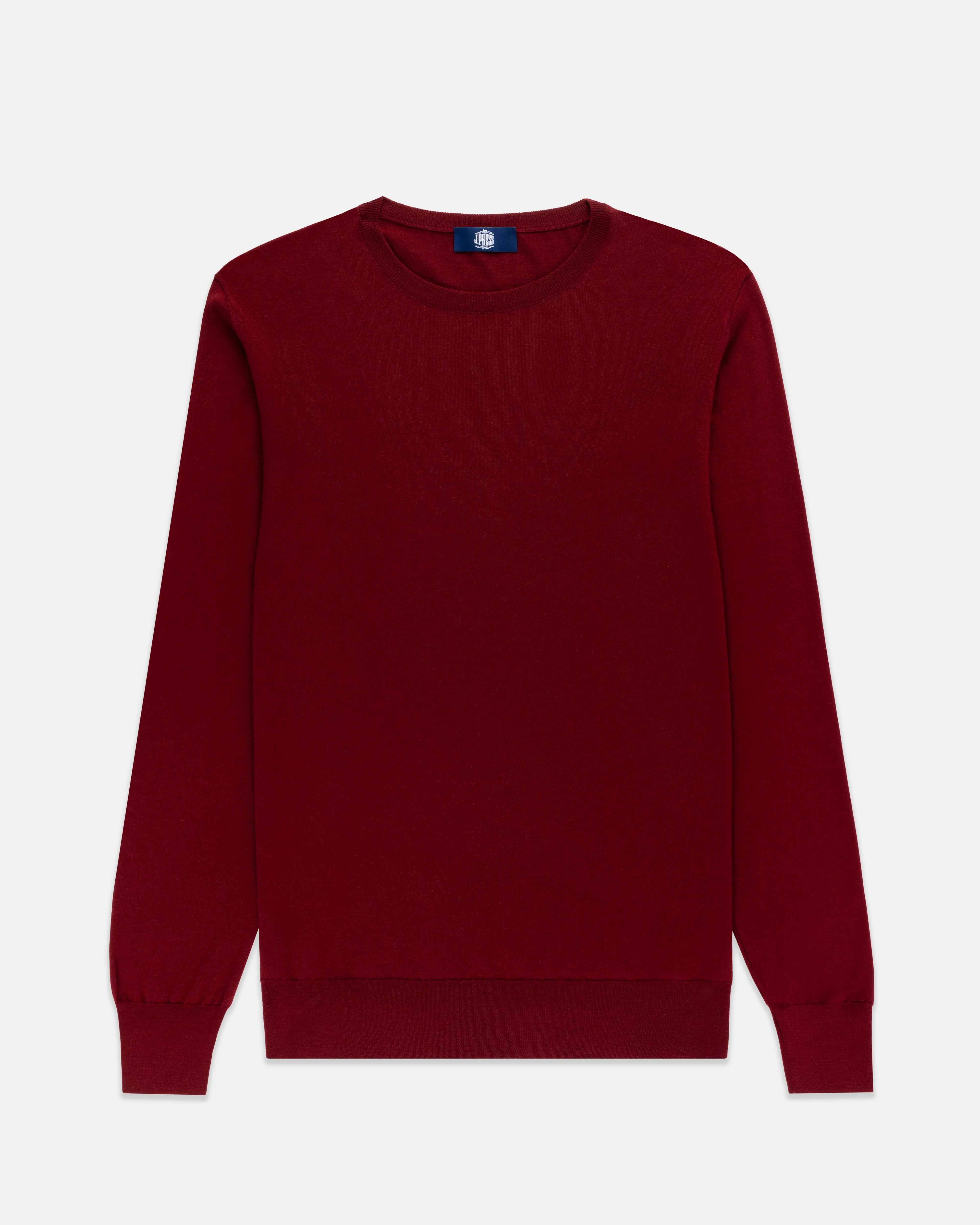 Made-in-Scotland Burgundy Superfine Merino Wool Sweater sold by J. Press