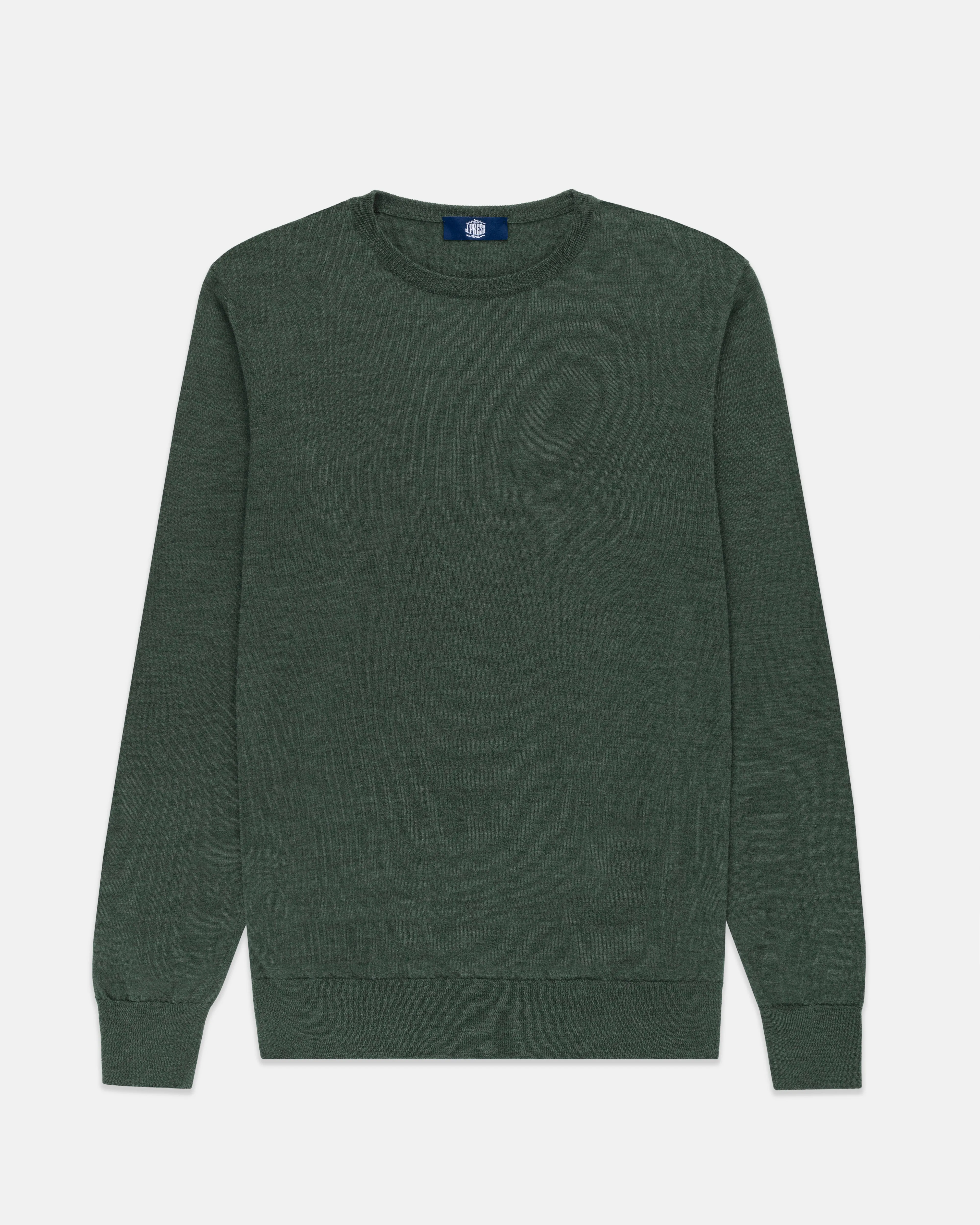 Made-in-Scotland Green Superfine Merino Wool Sweater sold by J. Press
