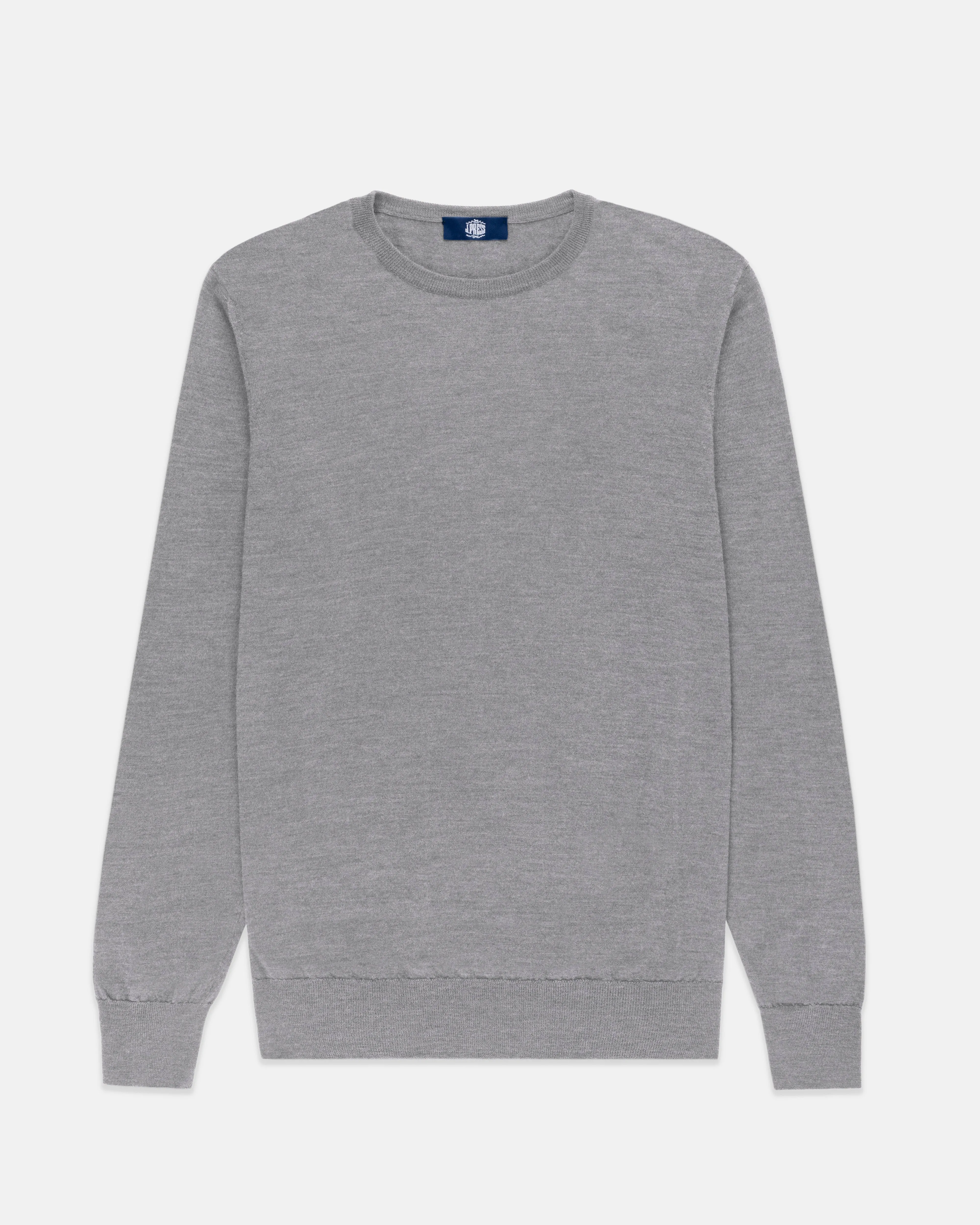 Made-in-Scotland Grey Superfine Merino Wool Sweater sold by J. Press