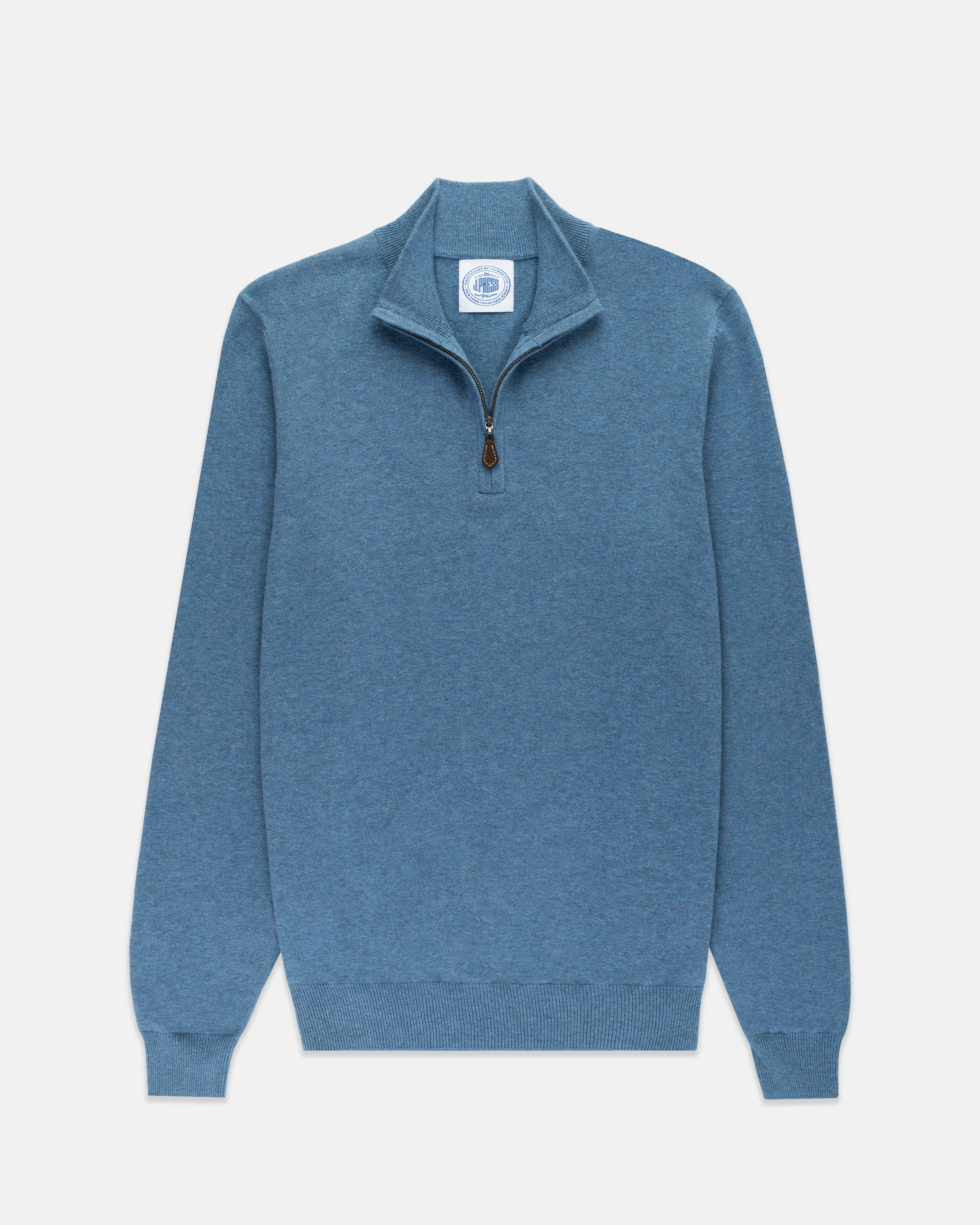 Blue Marl Cotton-Cashmere Quarter-Zip Sweater sold by J. Press