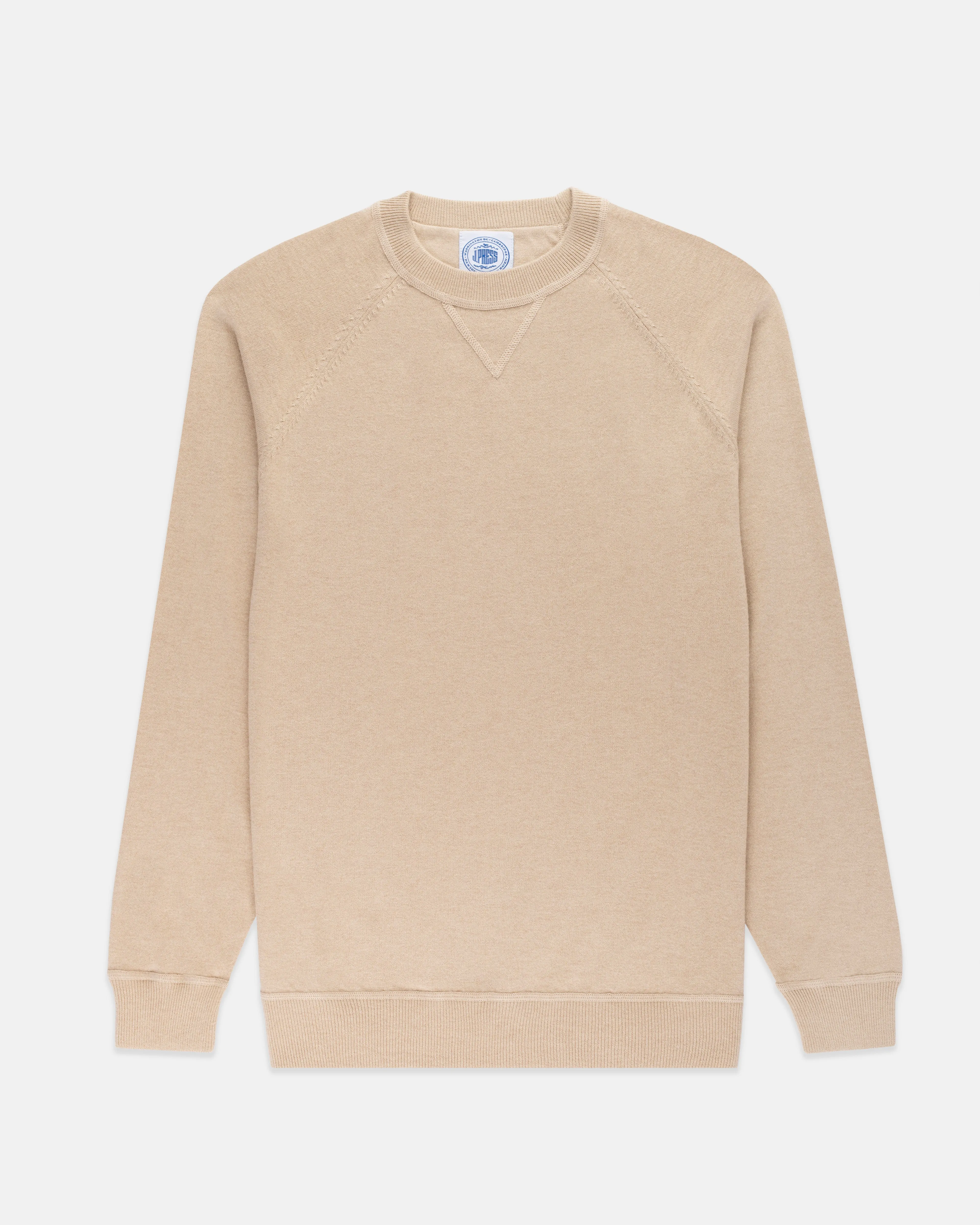 Tan Cotton/Wool Crewneck Sweatshirt - Trim Fit sold by J. Press