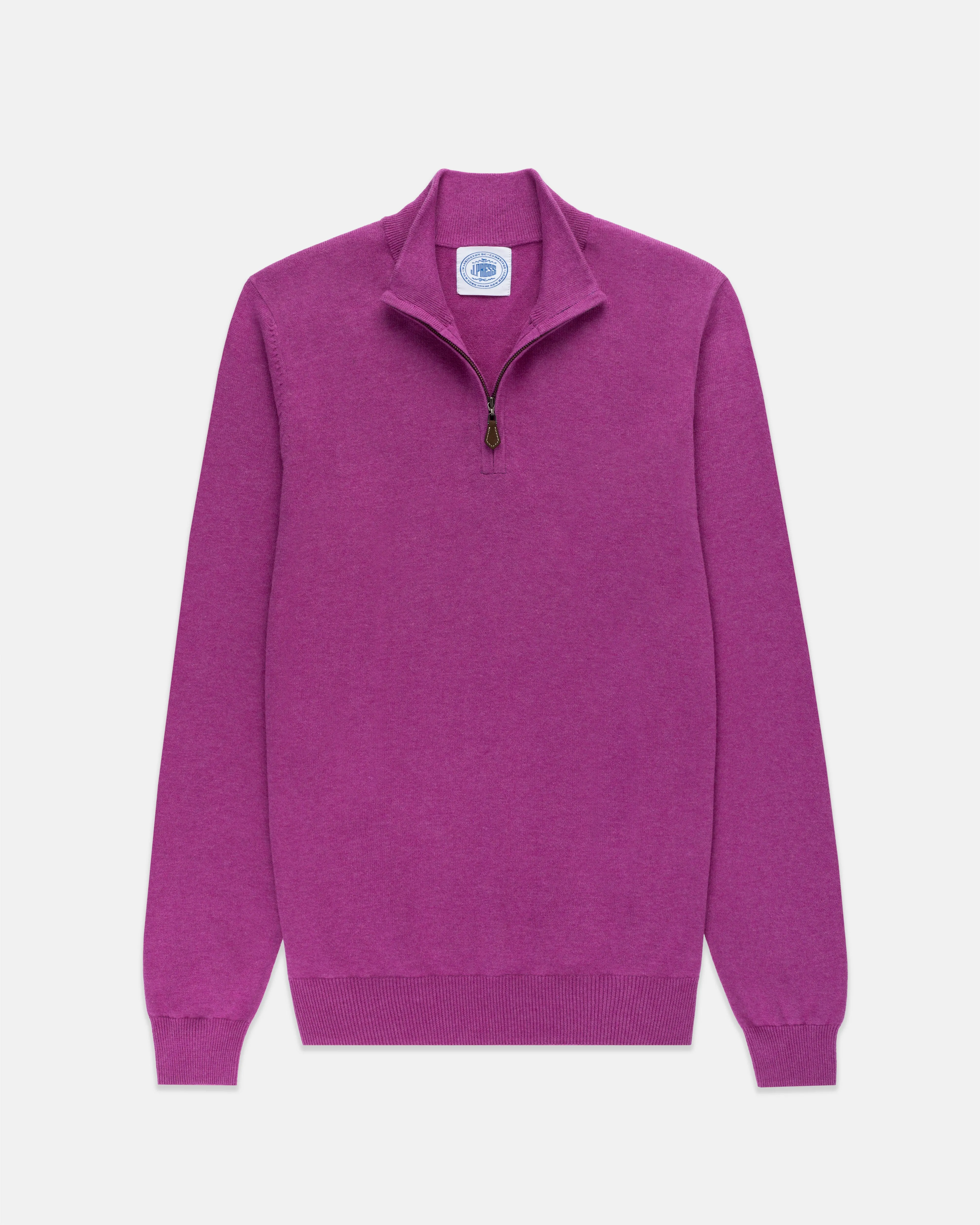 Purple Cotton-Cashmere Quarter-Zip Sweater sold by J. Press