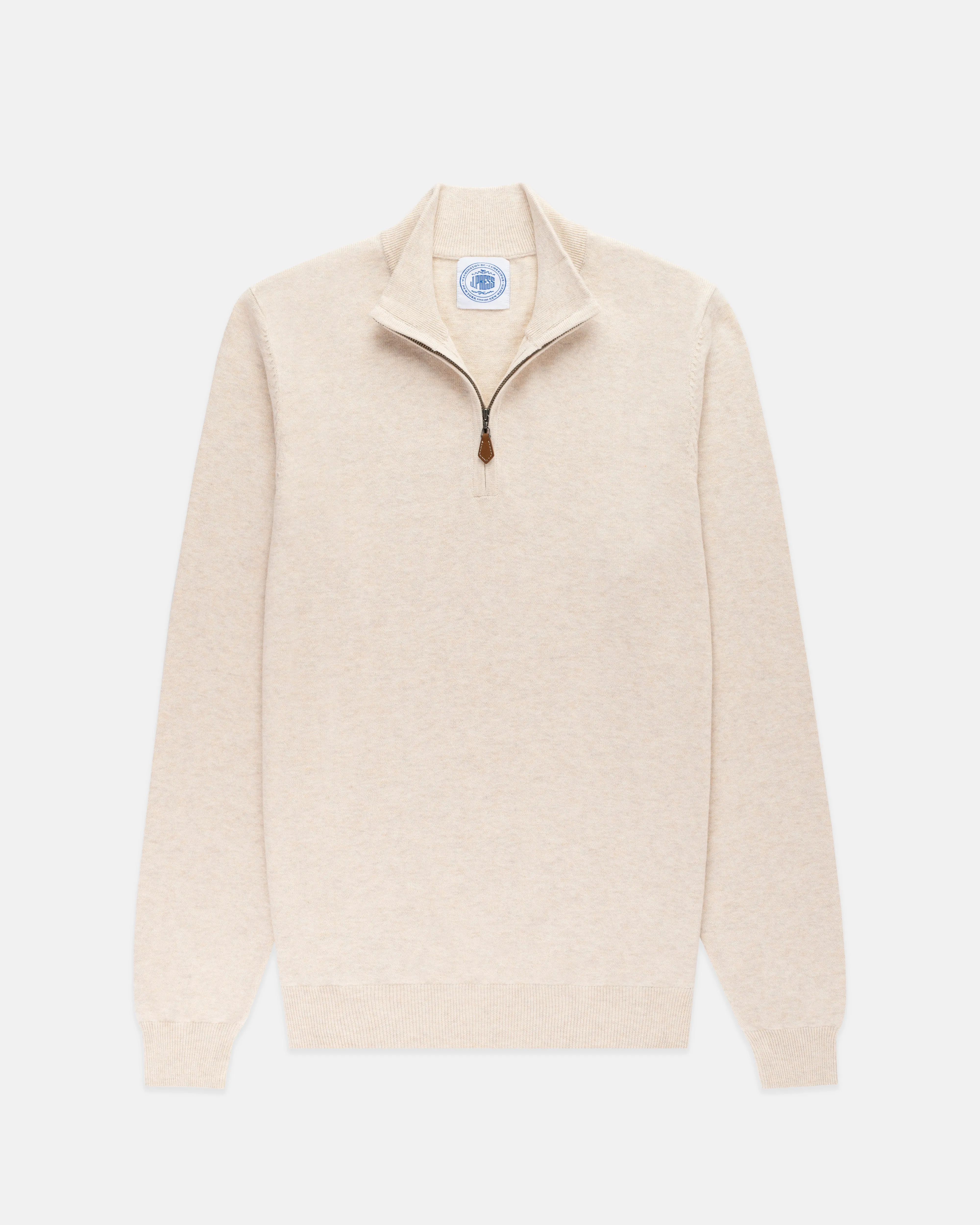 Light Tan Cotton-Cashmere Quarter-Zip Sweater sold by J. Press