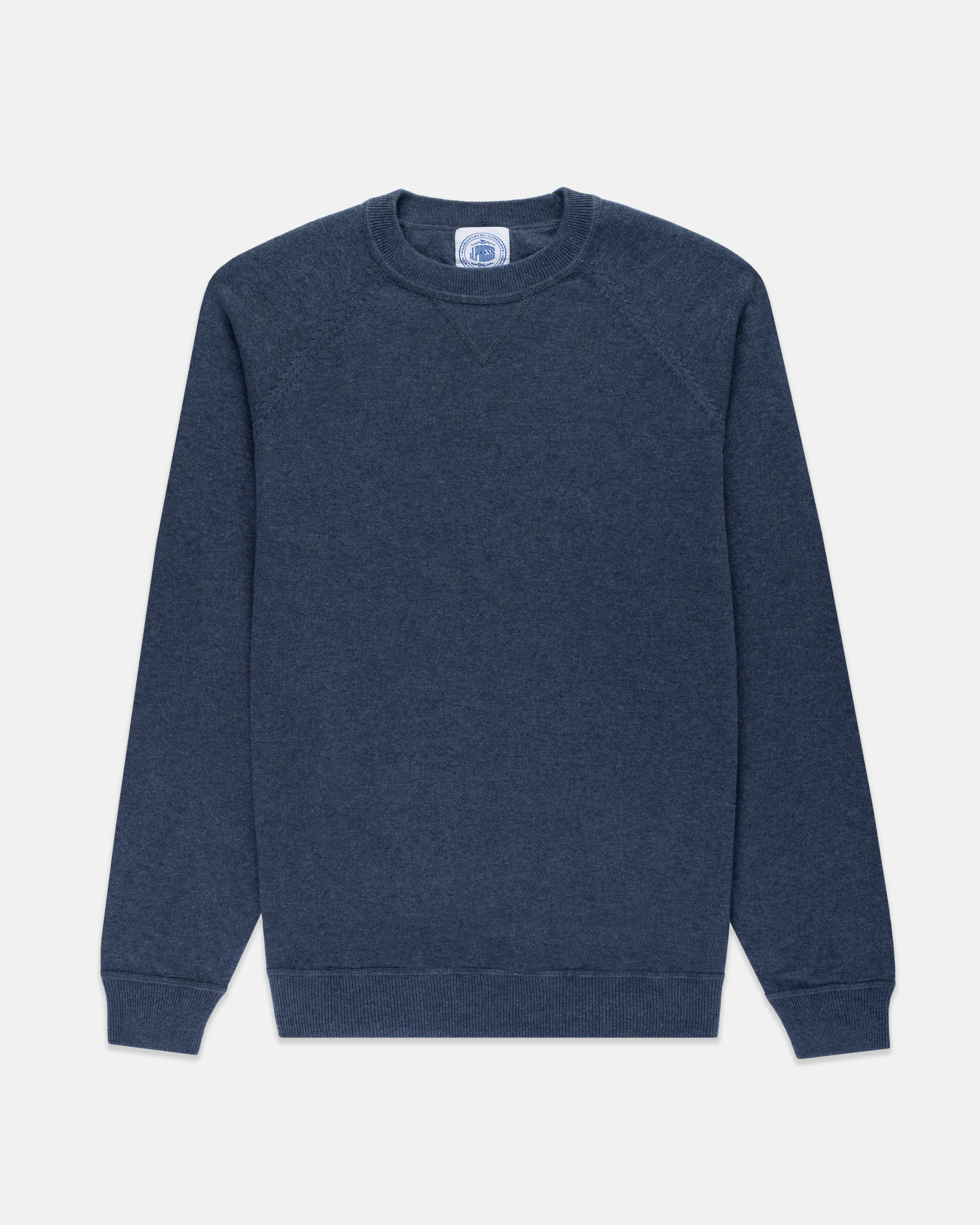 Medium Blue Cotton/Wool Crewneck Sweatshirt - Trim Fit sold by J. Press