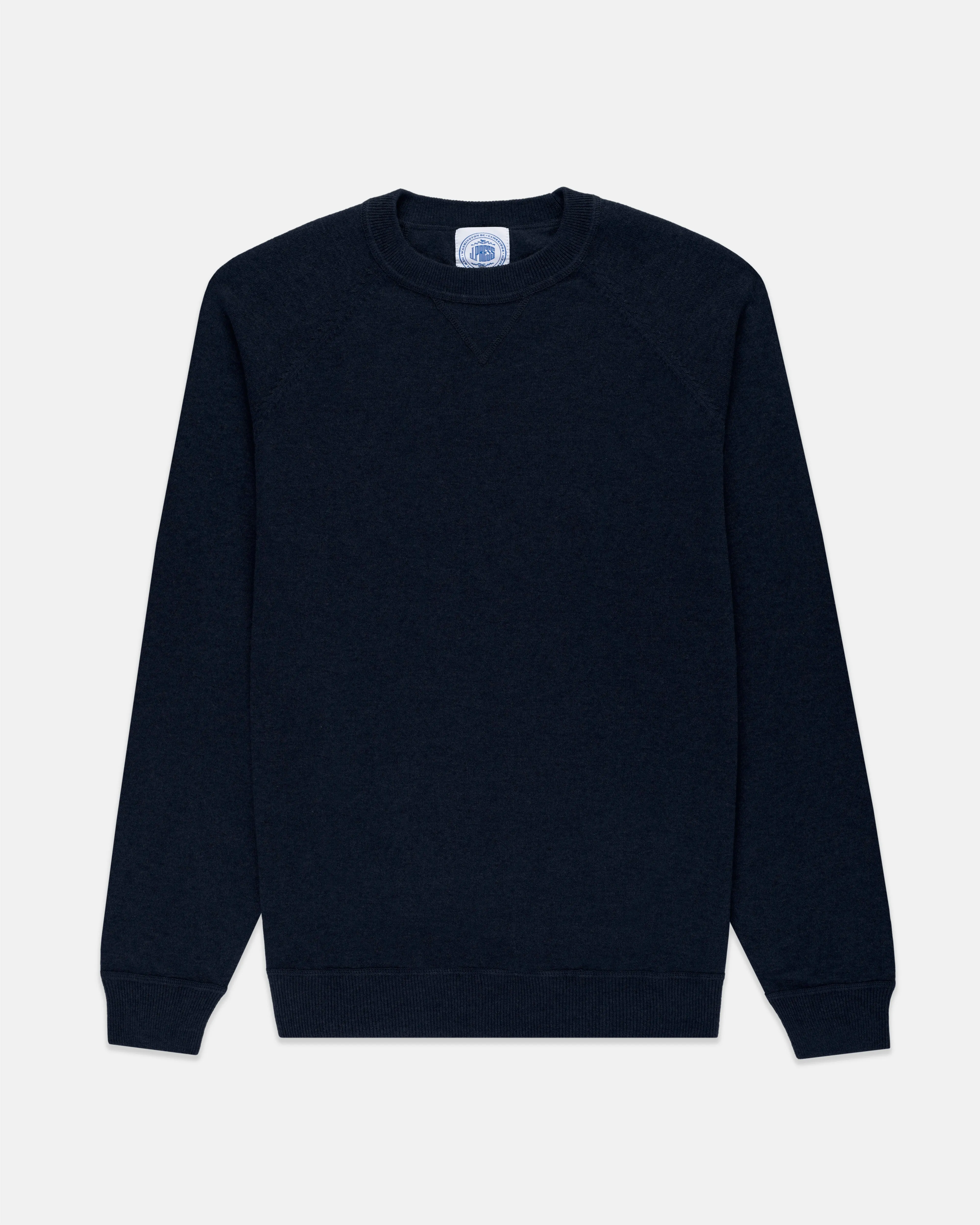 Navy Cotton/Wool Crewneck Sweatshirt - Trim Fit sold by J. Press