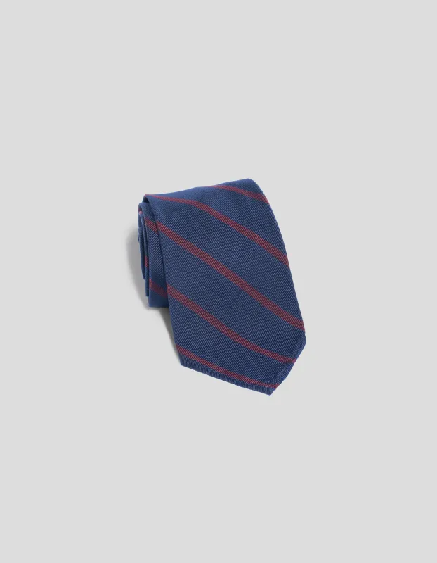 NAVY/RED SINGLE STRIPE UNLINED TIE sold by J. Press