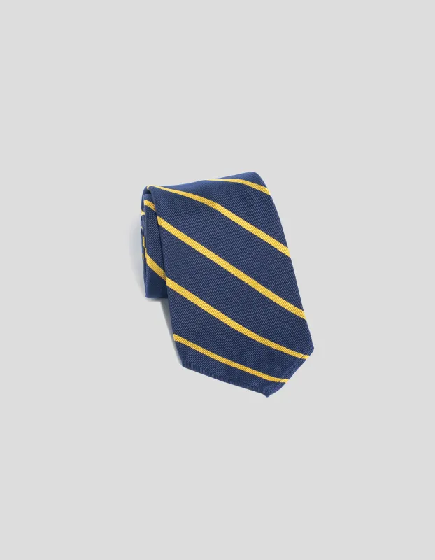 SINGLE BAR STRIPE UNLINED TIE  - NAVY/GOLD sold by J. Press