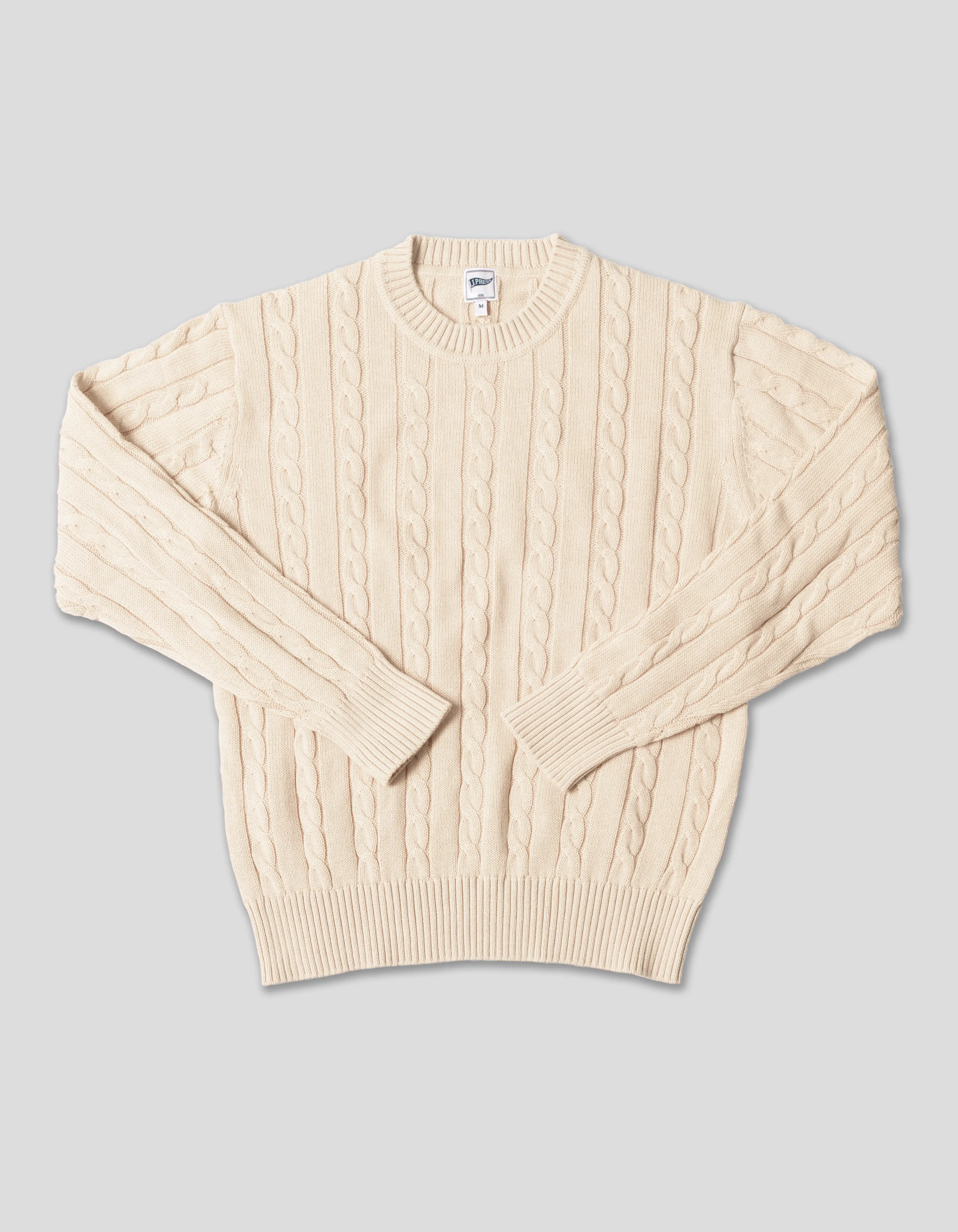 COTTON LINEN SOLID CREW NECK SWEATER - NATURAL sold by J. Press
