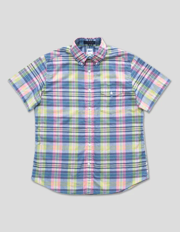 MADRAS SHORT SLEEVE SHIRT - PINK/GREEN sold by J. Press
