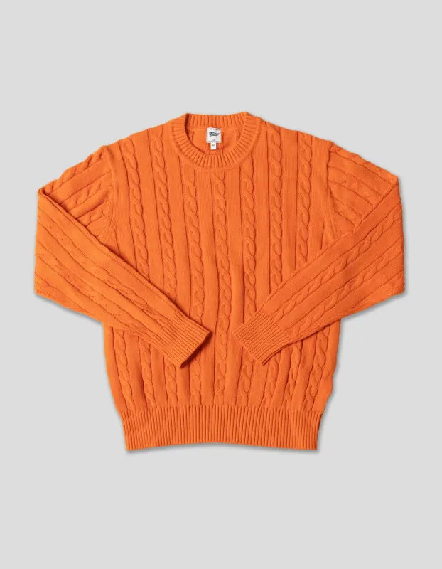 Orange Linen/Cotton Cable Knit Sweater sold by J. Press