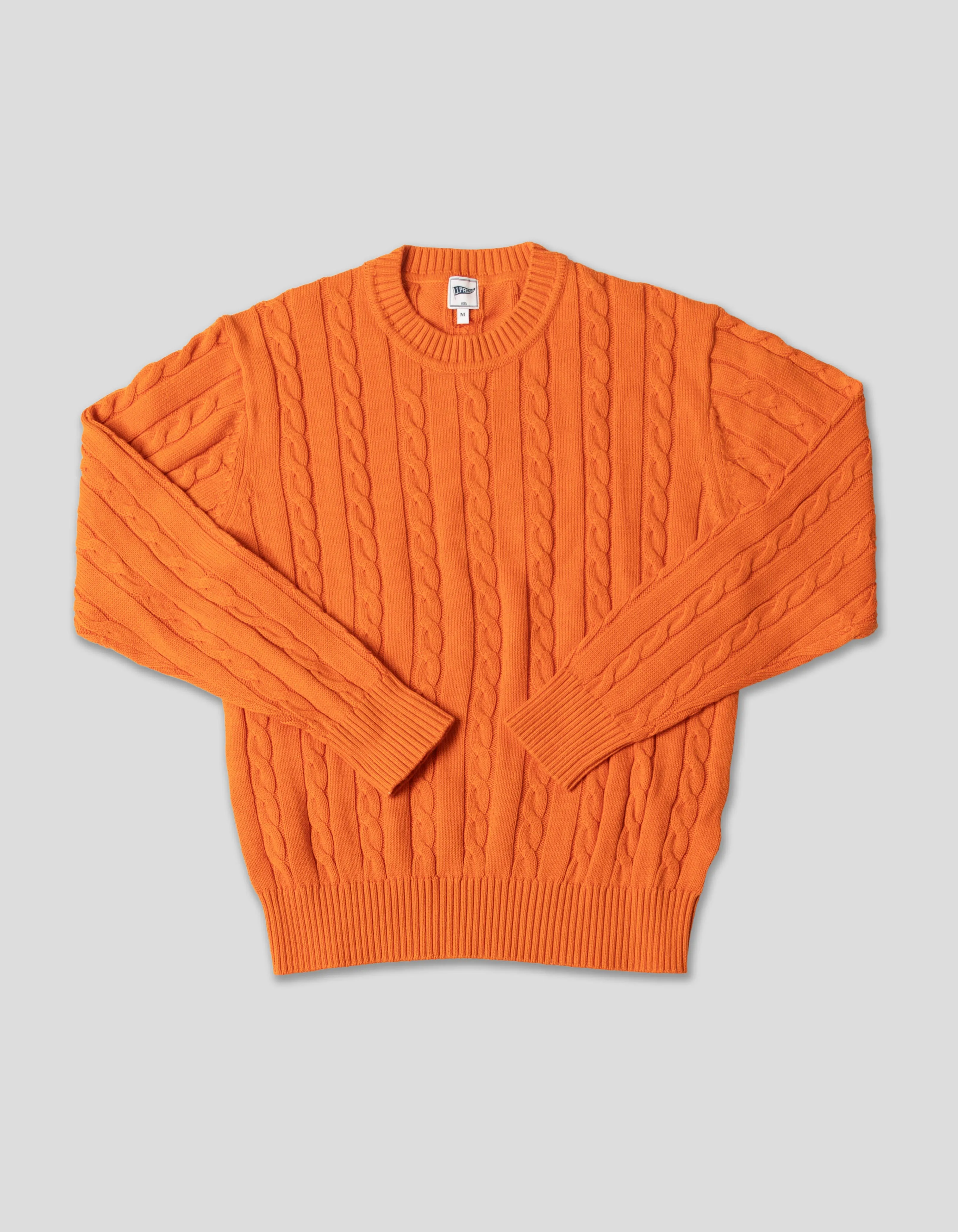 Orange Linen/Cotton Cable Knit Sweater sold by J. Press
