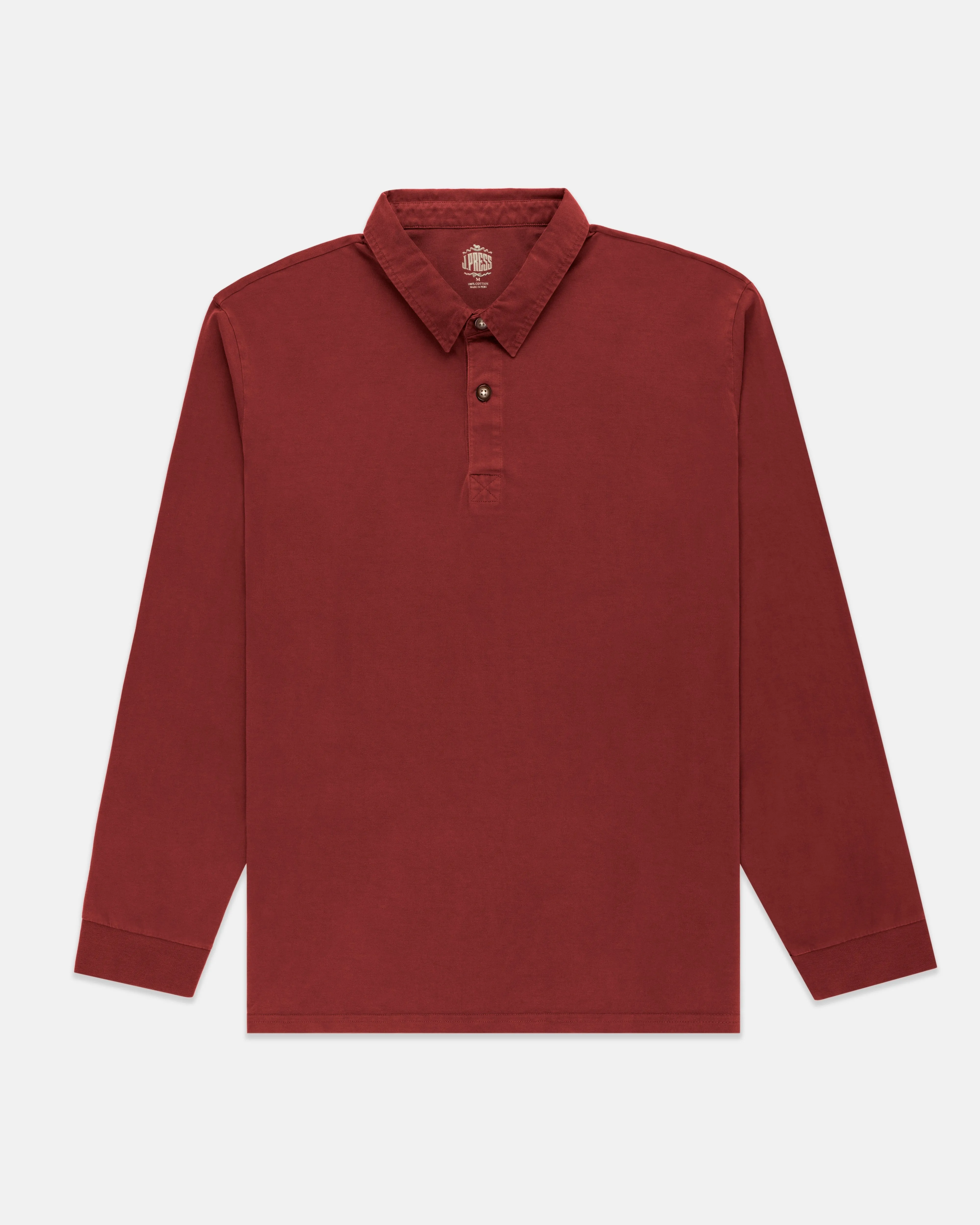 Dark Red Garment Dyed Rugby Shirt sold by J. Press