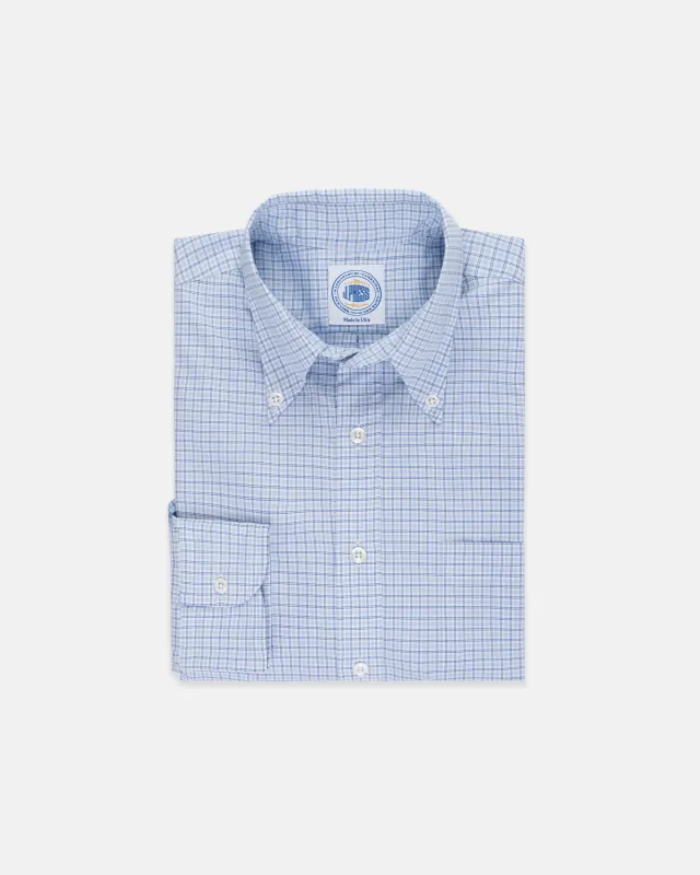 Made-in-USA Thomas Mason Navy & Light Blue Check Button Down Shirt - Classic Fit sold by J. Press