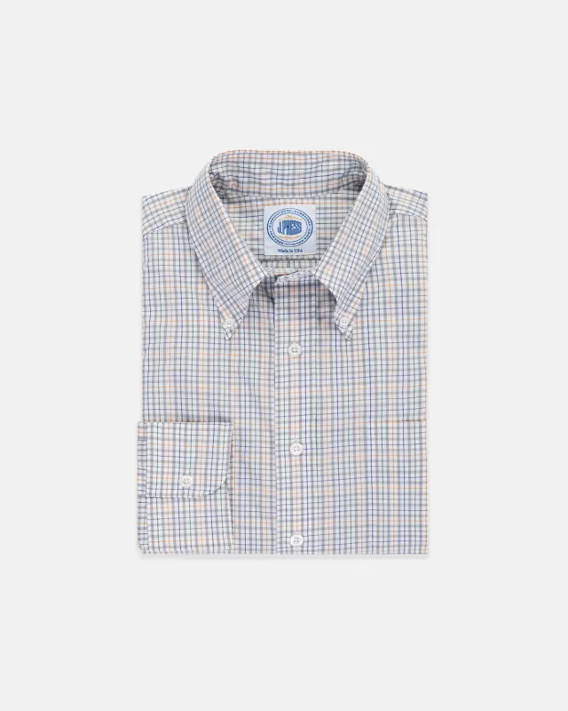 Made-in-USA Grey & Gold Check Sport Shirt - Classic Fit sold by J. Press