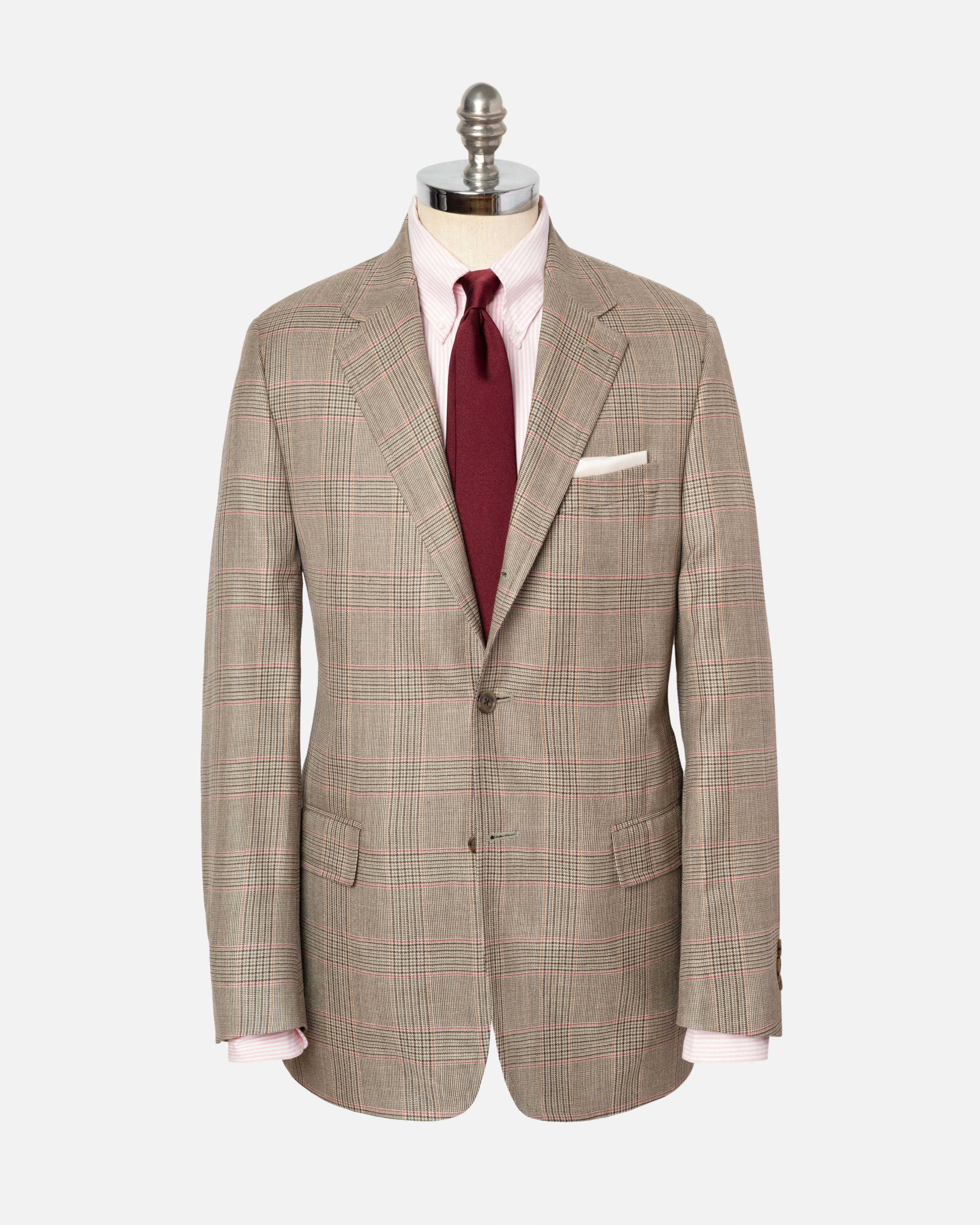 Made-in-Canada Tan & Olive Glen Plaid Wool/Silk/Linen Sport Coat sold by J. Press