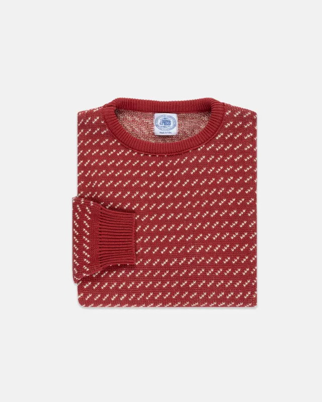 Made-in-USA Red & Natural Chevron Cotton Crewneck Sweater sold by J. Press