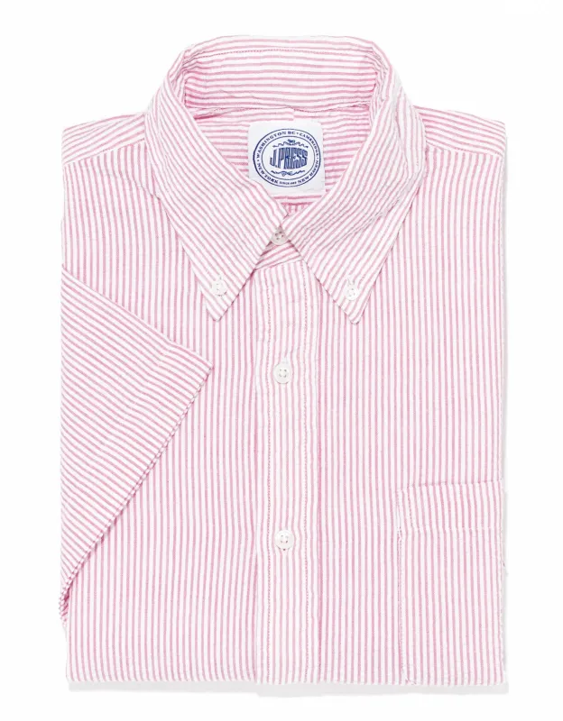 SEERSUCKER SHORT SLEEVE SHIRT - PINK/WHITE sold by J. Press