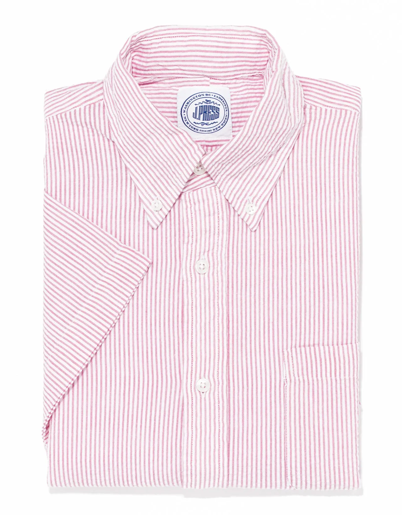 SEERSUCKER SHORT SLEEVE SHIRT - PINK/WHITE sold by J. Press