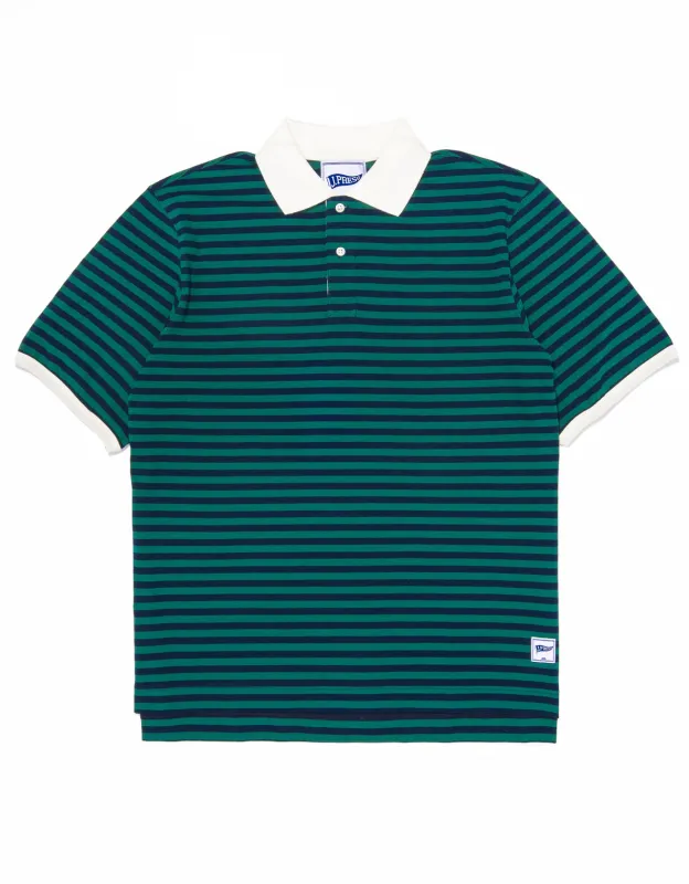 STRIPE INTERLOCK POLO SHIRT - NAVY/GREEN sold by J. Press