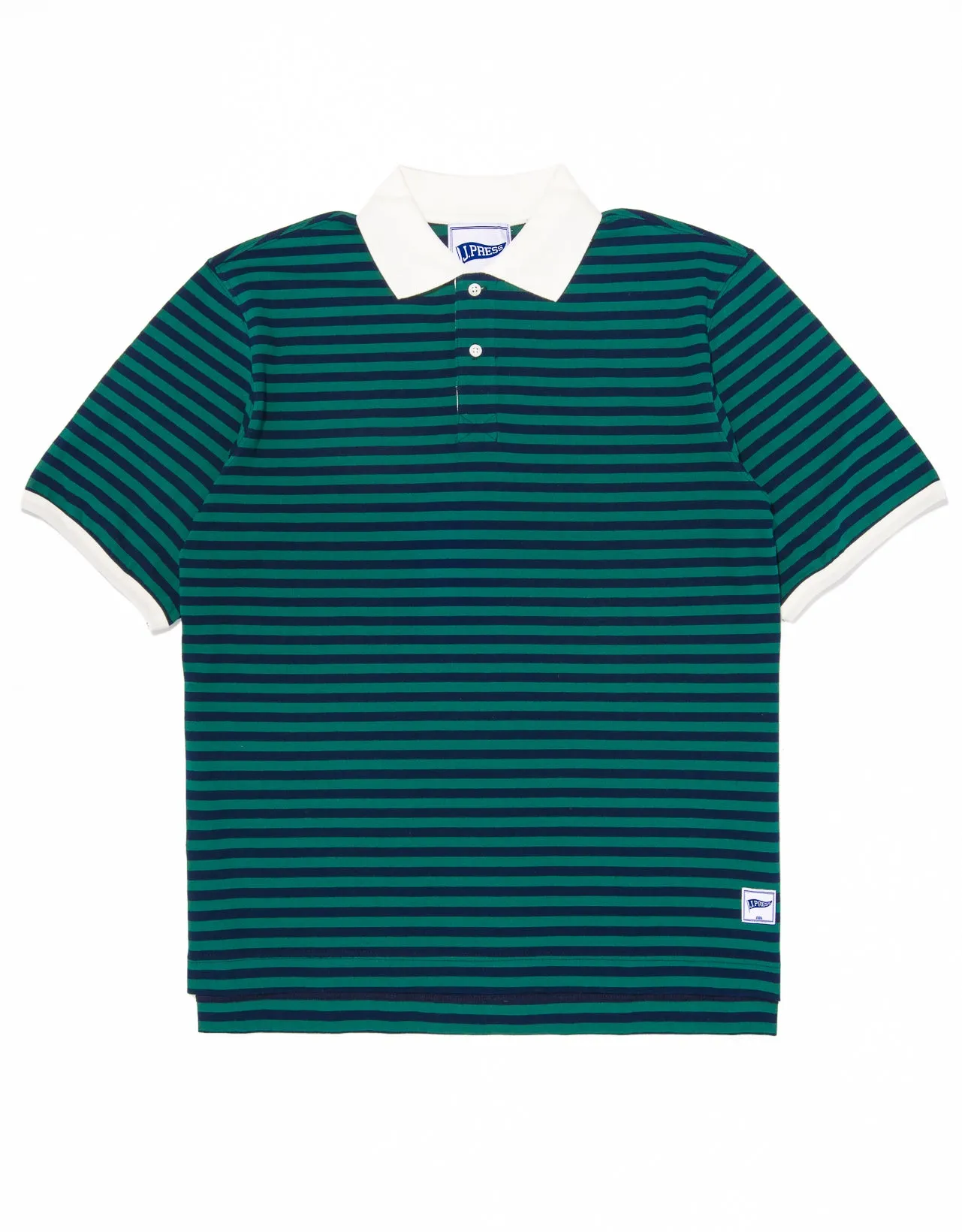 STRIPE INTERLOCK POLO SHIRT - NAVY/GREEN sold by J. Press